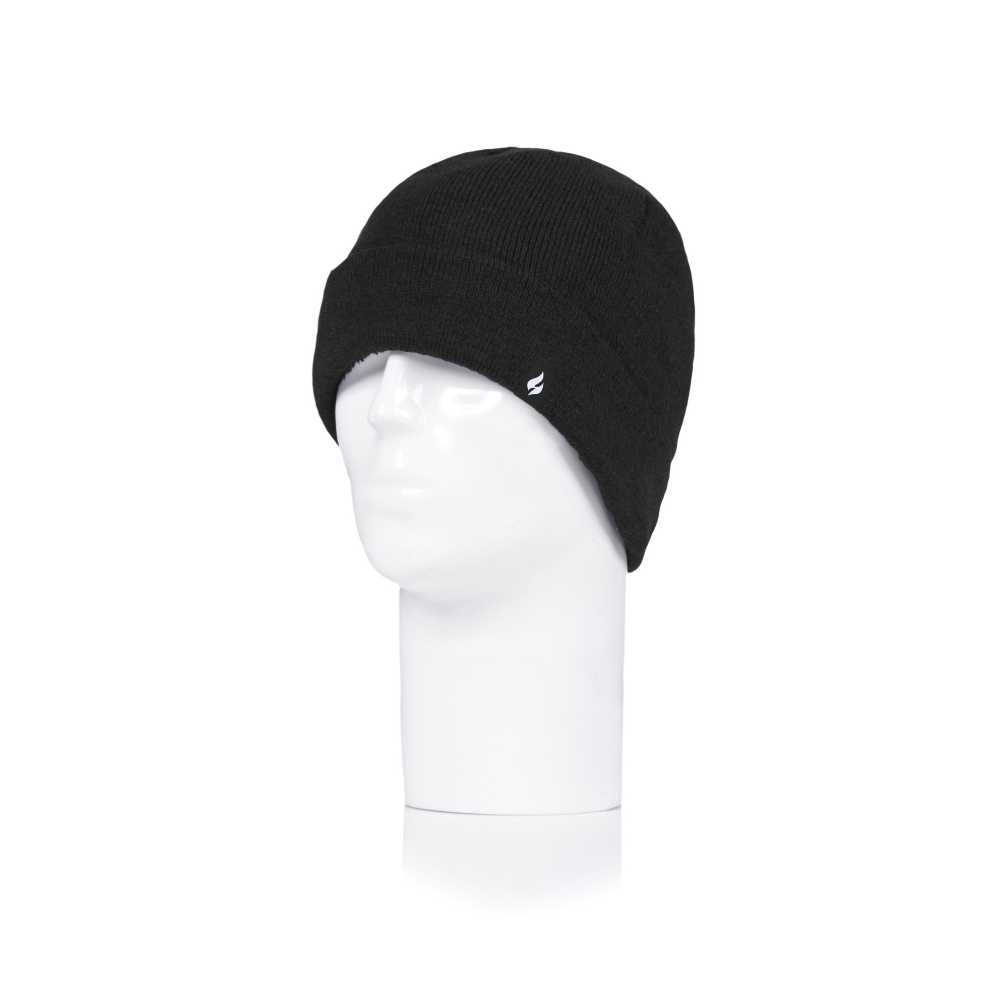 Heat Holders Men's Oran Solid Knit Roll Up Hat Black One Size