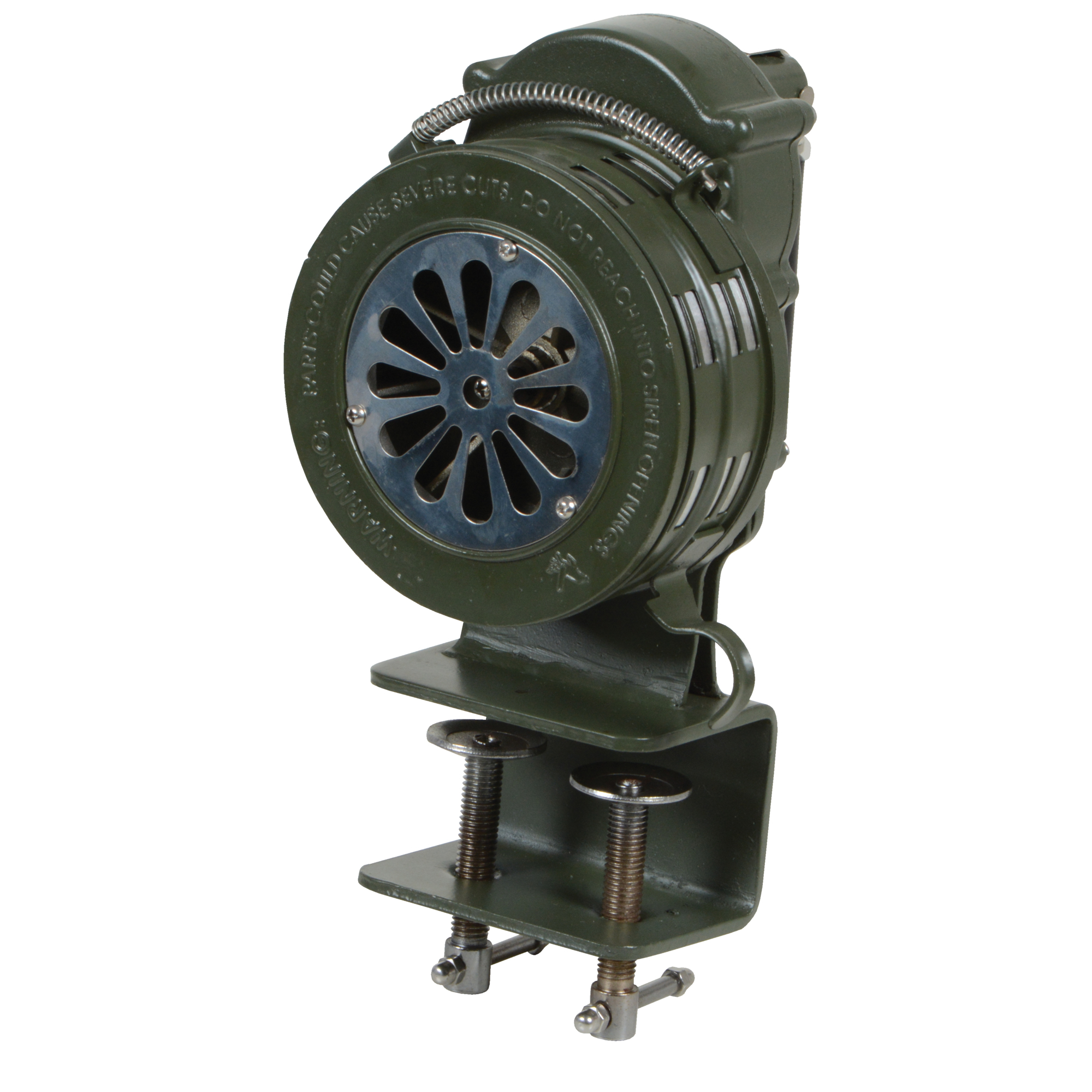 Vestil Steel Hand Crank Siren - Bracket Mount, 110dB, Green, Model# SIREN-100-BM