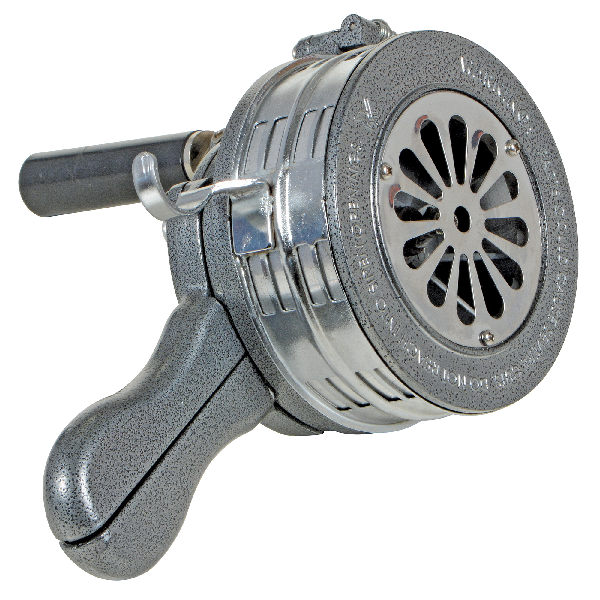 Vestil Hand Crank Steel Siren - 110dB, Silver/Gray, Model# SIREN-100-S