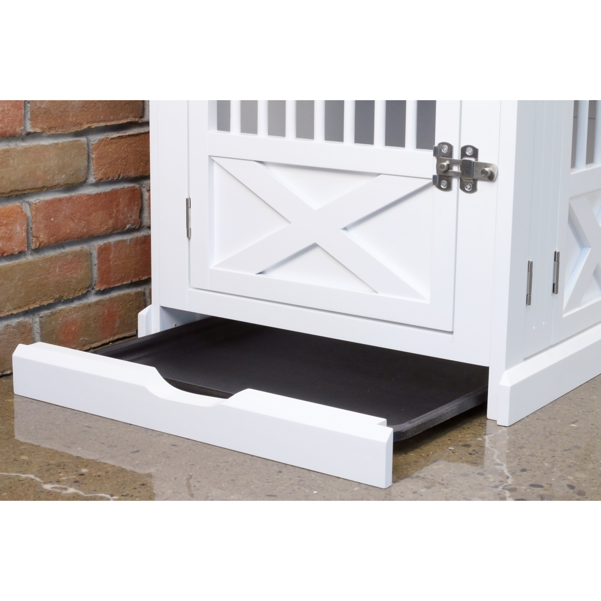 Merry Products, Triple Door Dog Crate, White, Medium, Model