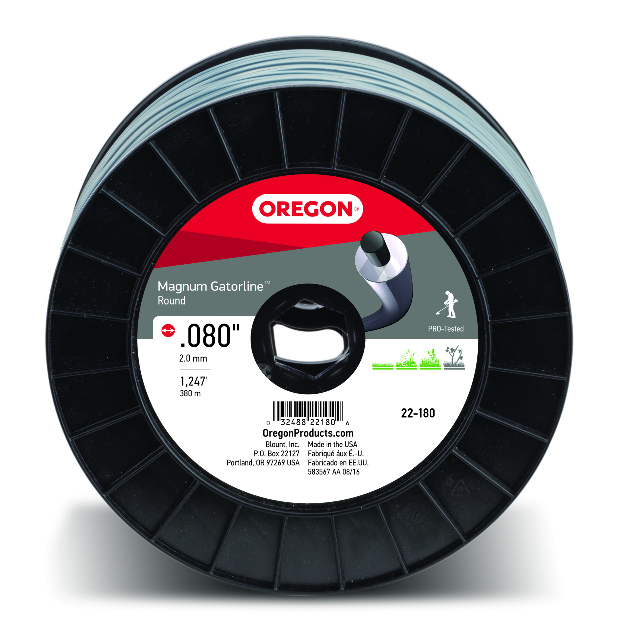 Oregon, Magnum Gatorline Trimmer Line, Line Diameter 0.08 in, Line Length 1248 ft, Model# 22-180
