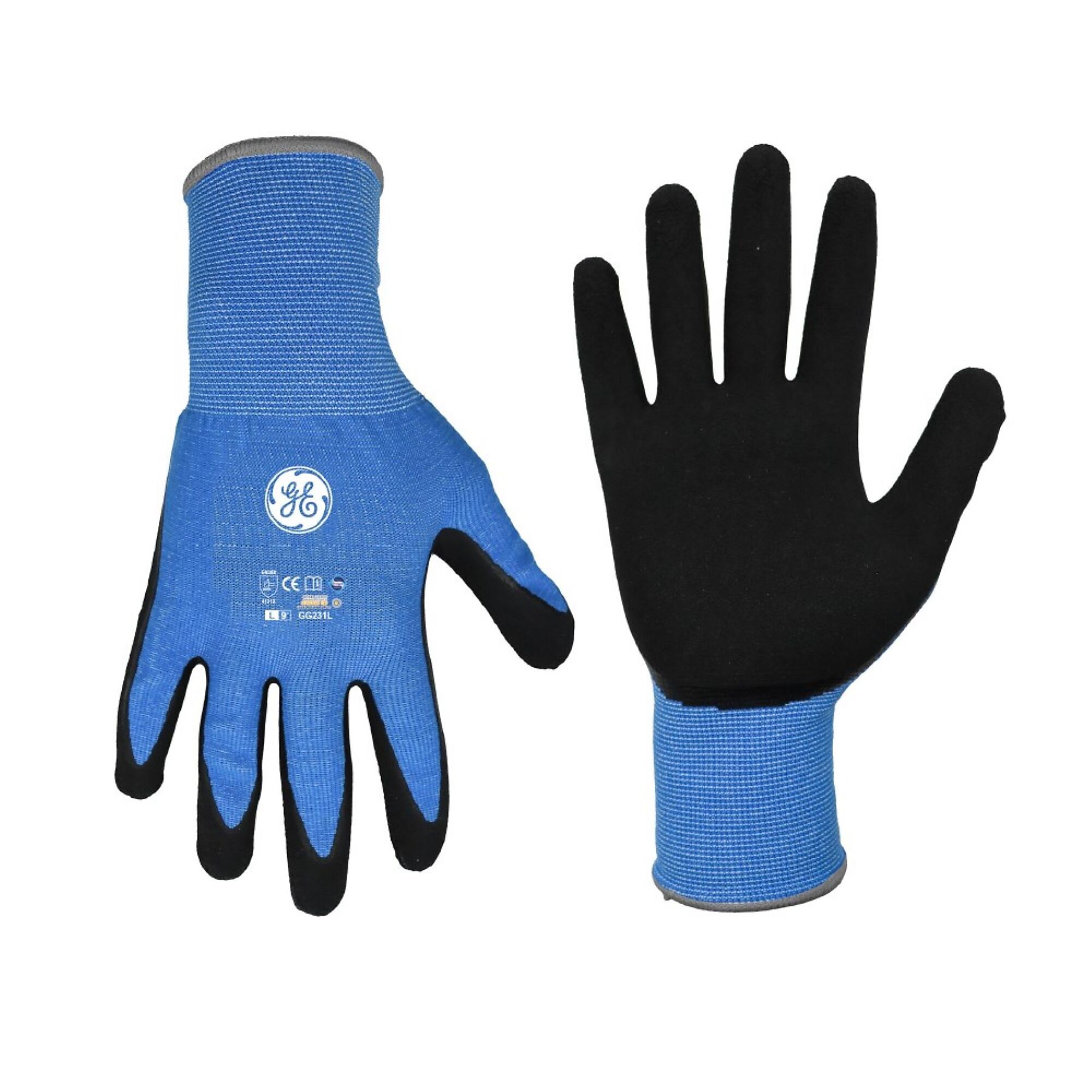 General Electric Foam Nitrile Black Dipped Gloves, 13GA, 1 Pair M