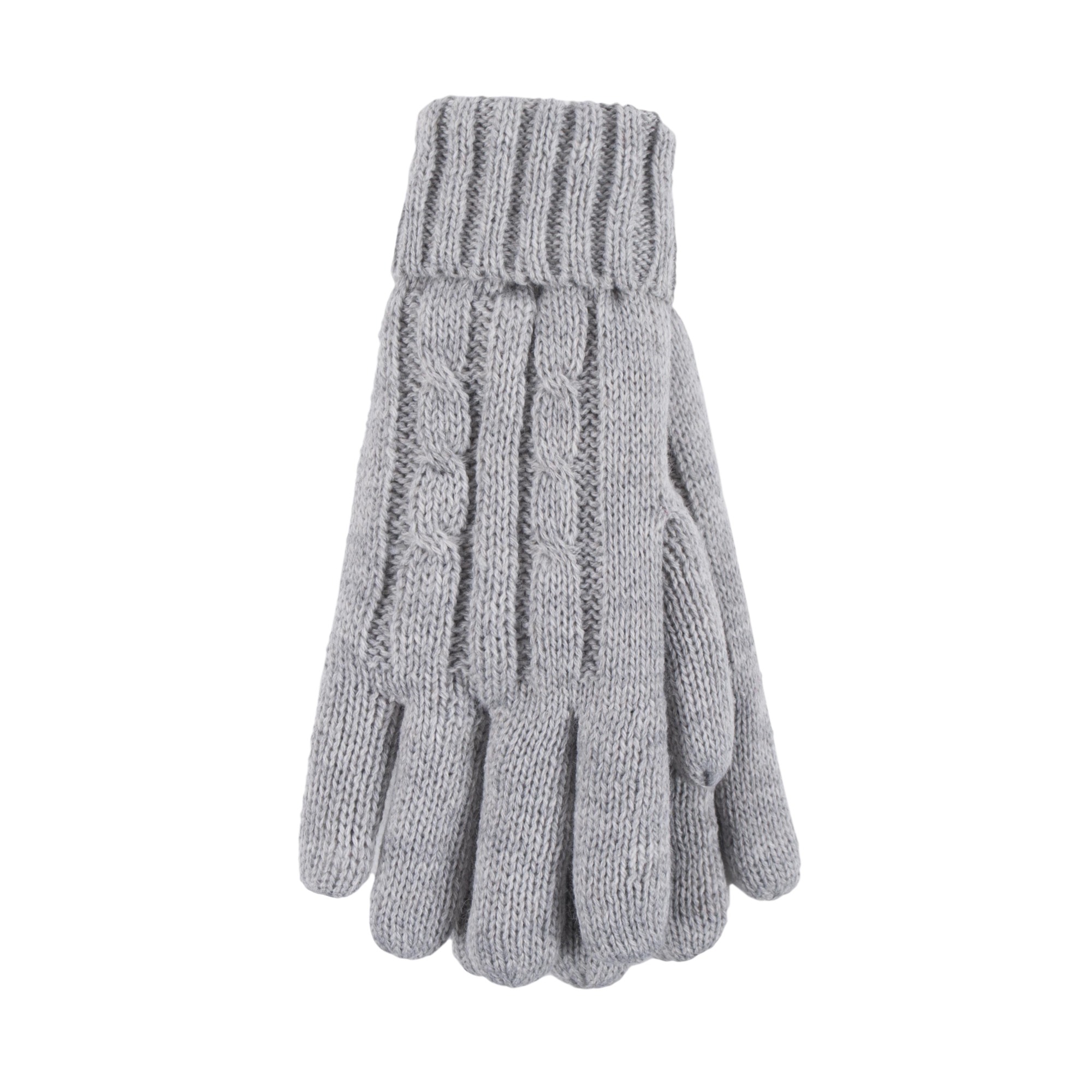 Heat Holders Women's Amelia Twist Cable Knit Gloves C.Grey L/XL