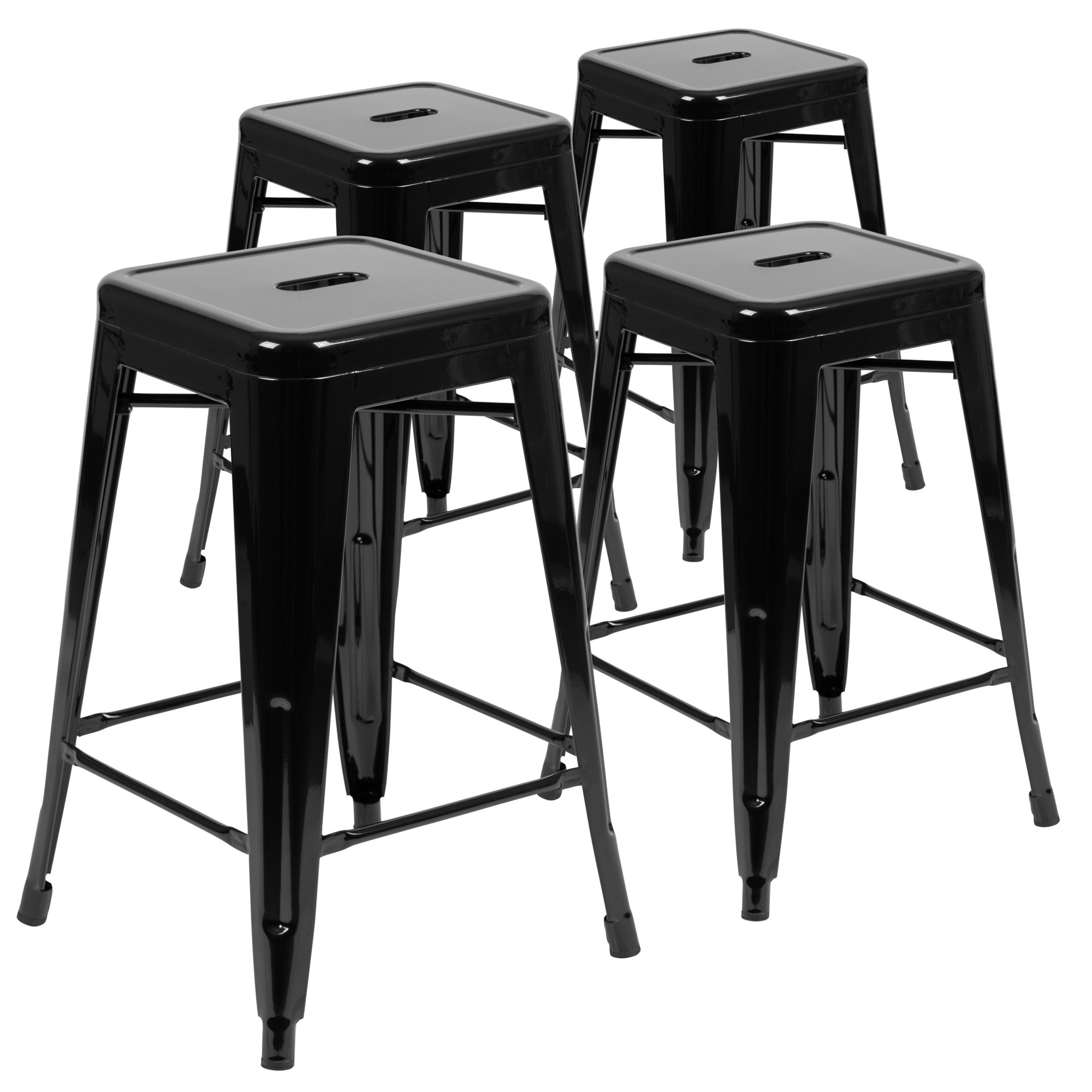 Flash Furniture, 4 Pack 24in. High Metal Indoor Counter Stool, Black, Included (qty.) 4 Model# 4ET3132024BKR