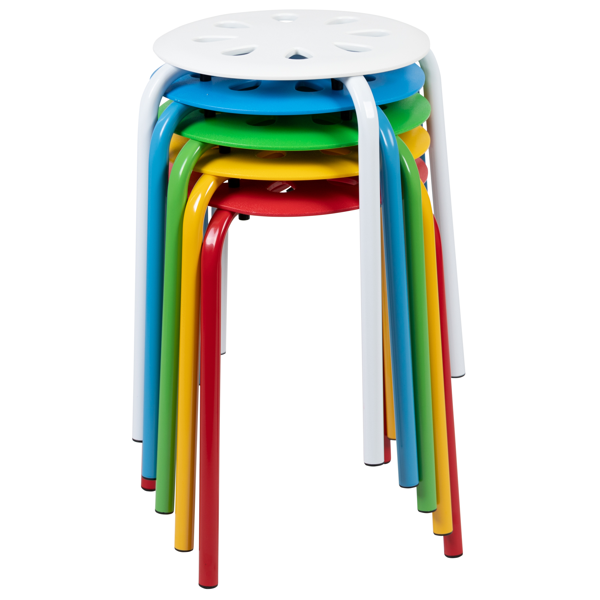 Flash Furniture, 17.5in.H Plastic Stack Stools, Multi-Color(5 Pack), Included (qty.) 1 Model# LES1MC