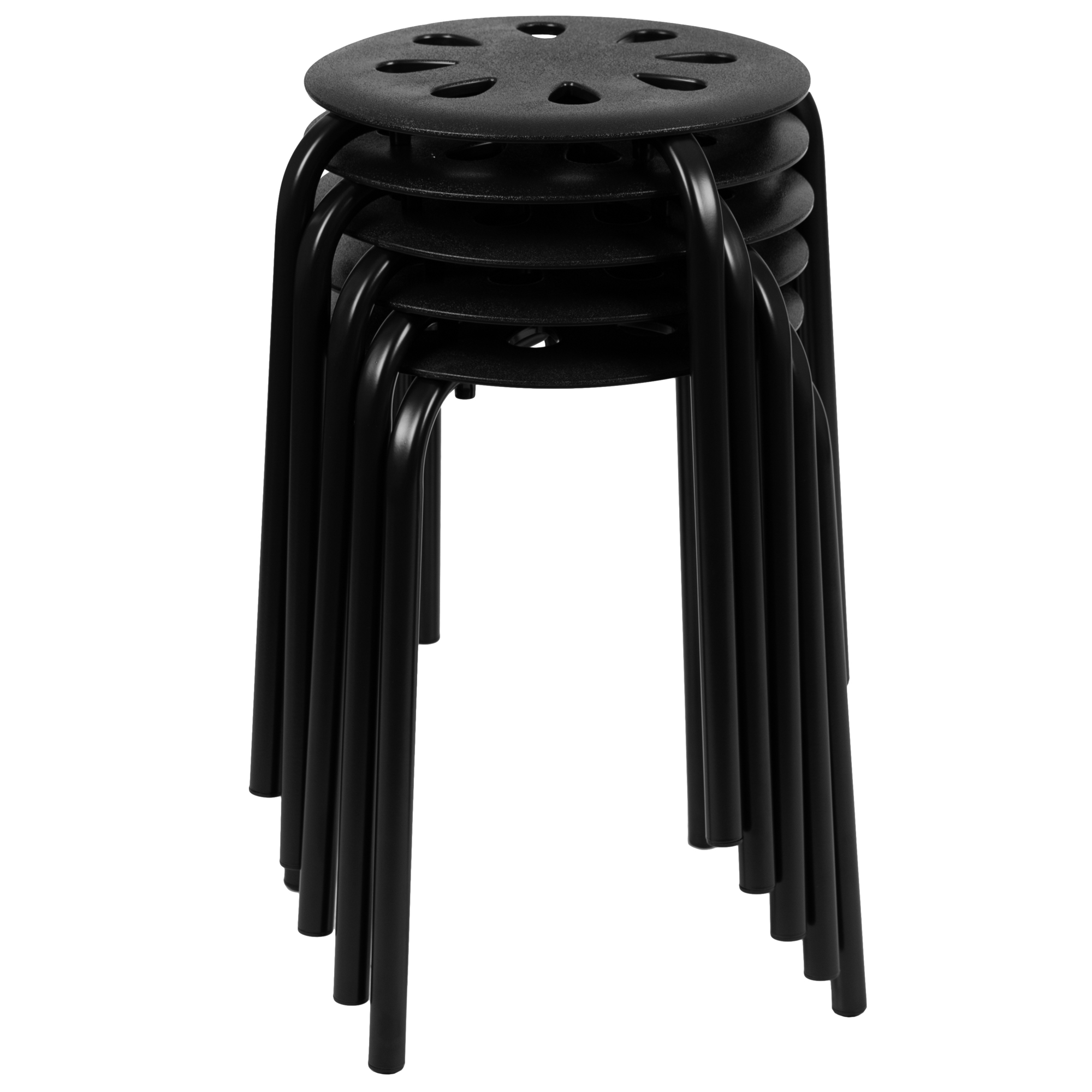 Flash Furniture, 17.5in.H Plastic Nesting Stack Stools, Black(5 Pack), Included (qty.) 1 Model# LES1BLACK