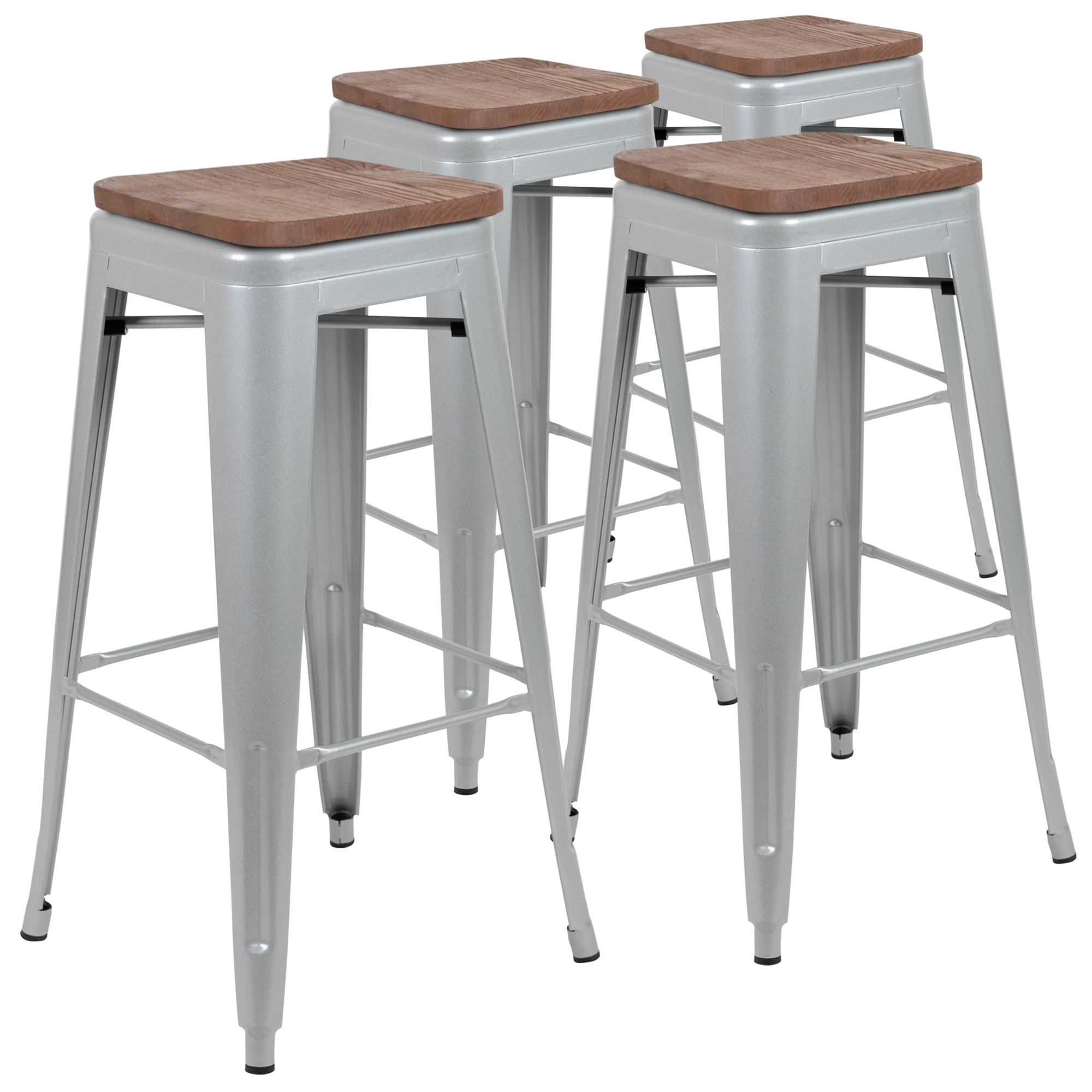 Flash Furniture, 4 Pack 30in. High Metal Indoor Bar Stool, Silver, Included (qty.) 4 Model# 4ET31320W30SVR