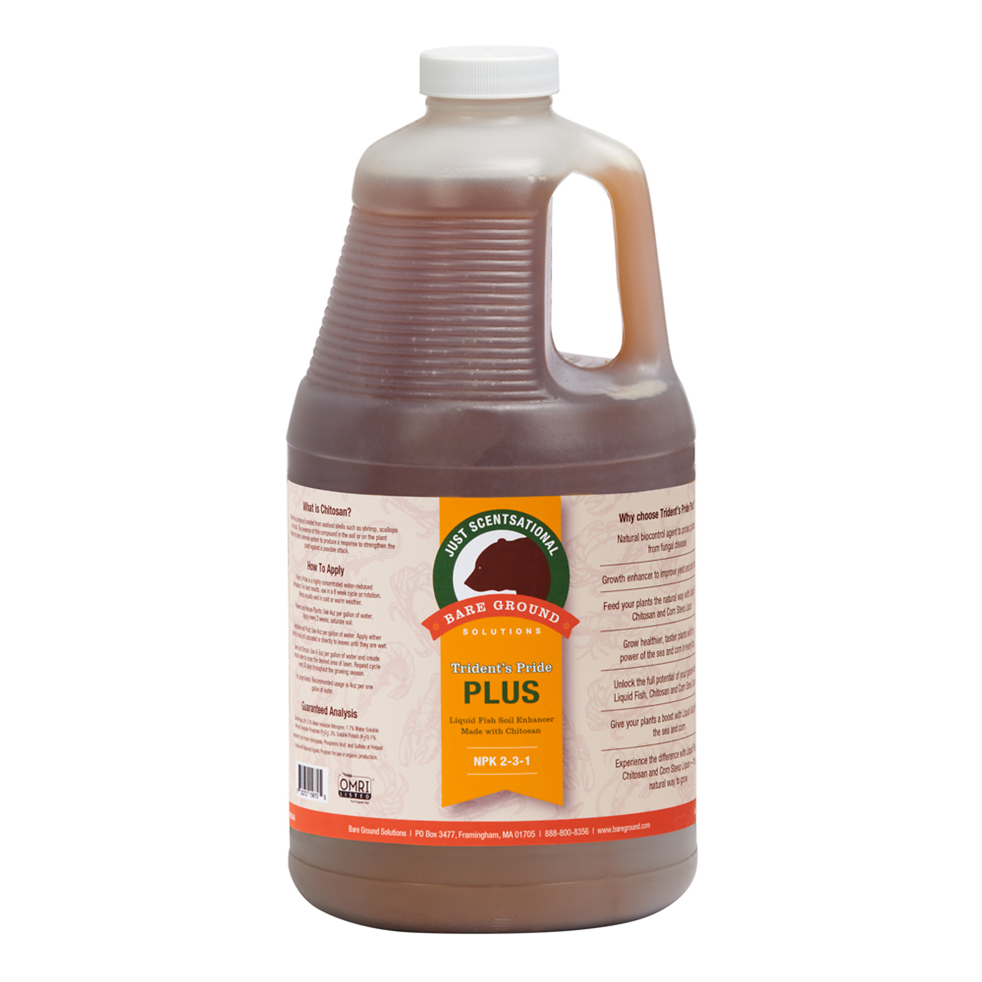 Just Scentsational, Fish Fertilizer w Brown Algae Extract and Chitosan, Max. Coverage Area 64000 ft², Capacity 5 lb, Model# TPCH-64G