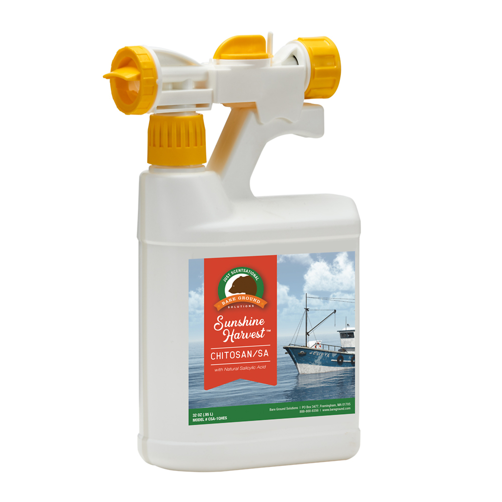 Just Scentsational, Chitosan with SA in hose end mixing sprayer, Max. Coverage Area 32000 ft², Capacity 2.6 lb, Model# CSA-1QHES
