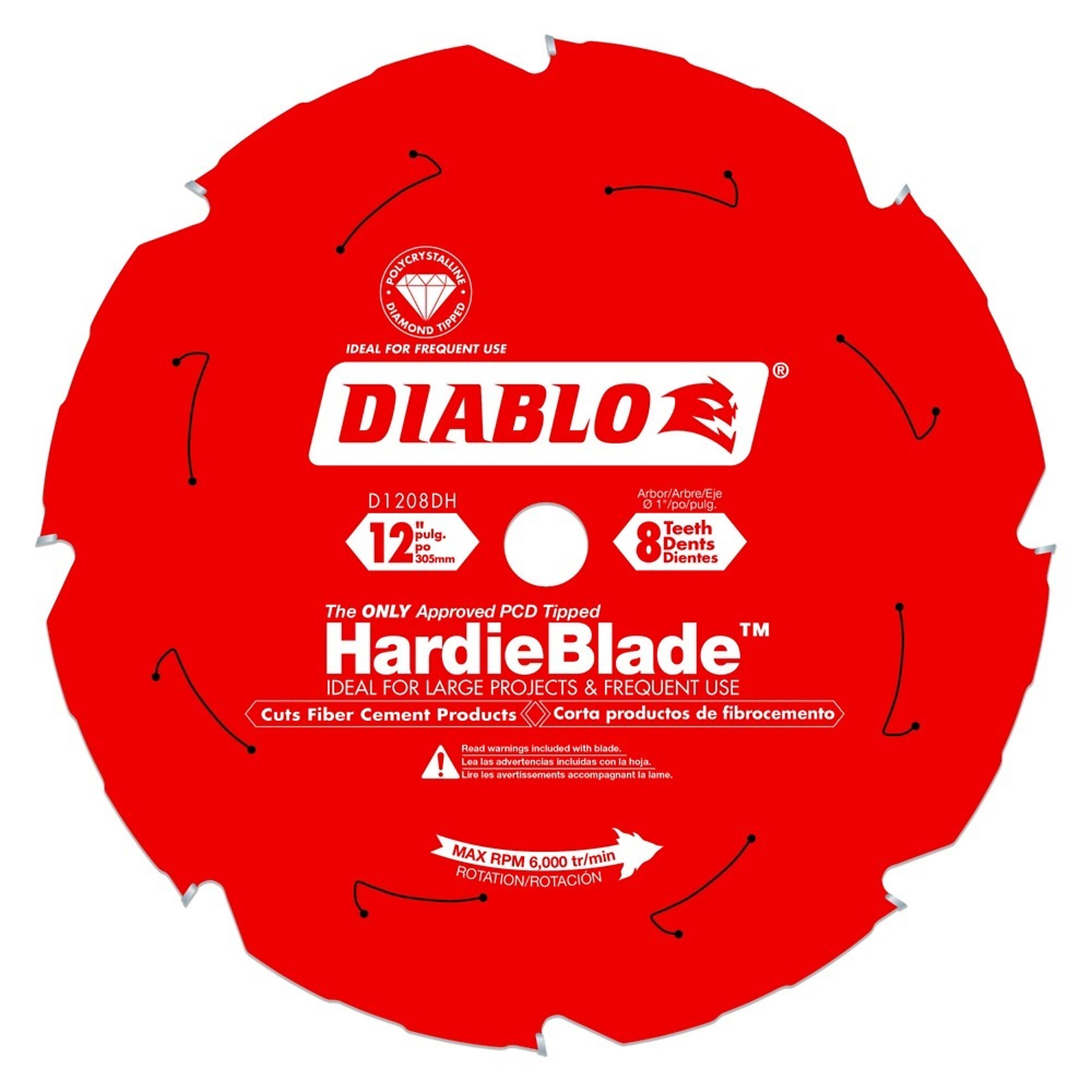 Diablo, 12 x Fiber Cement Saw Blade, Blade Diameter 12 in, Teeth Per Inch  TPI, Included (qty.) 1, Model# D1208DH Northern Tool