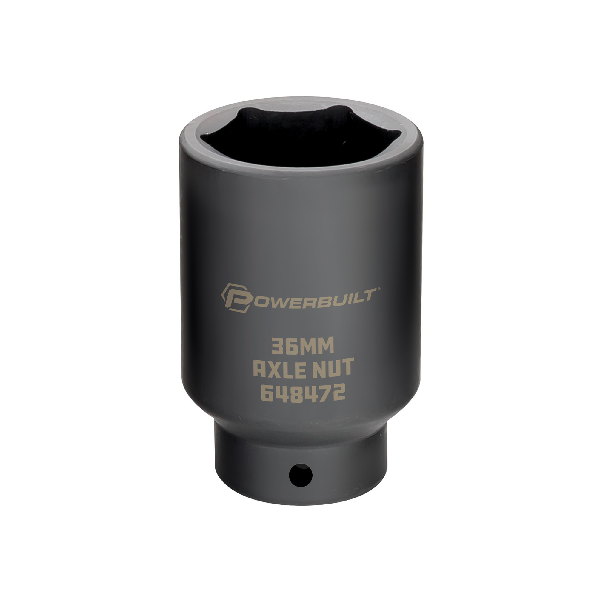 Powerbuilt, 1/2in. Drive 36 MM Axle Nut Socket, Size (SAE) 1/2 in