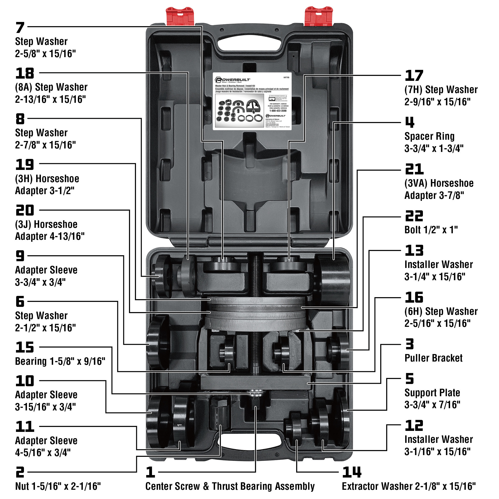 Powerbuilt, Hub/Bearing Removal Installation Kit, Model 647795
