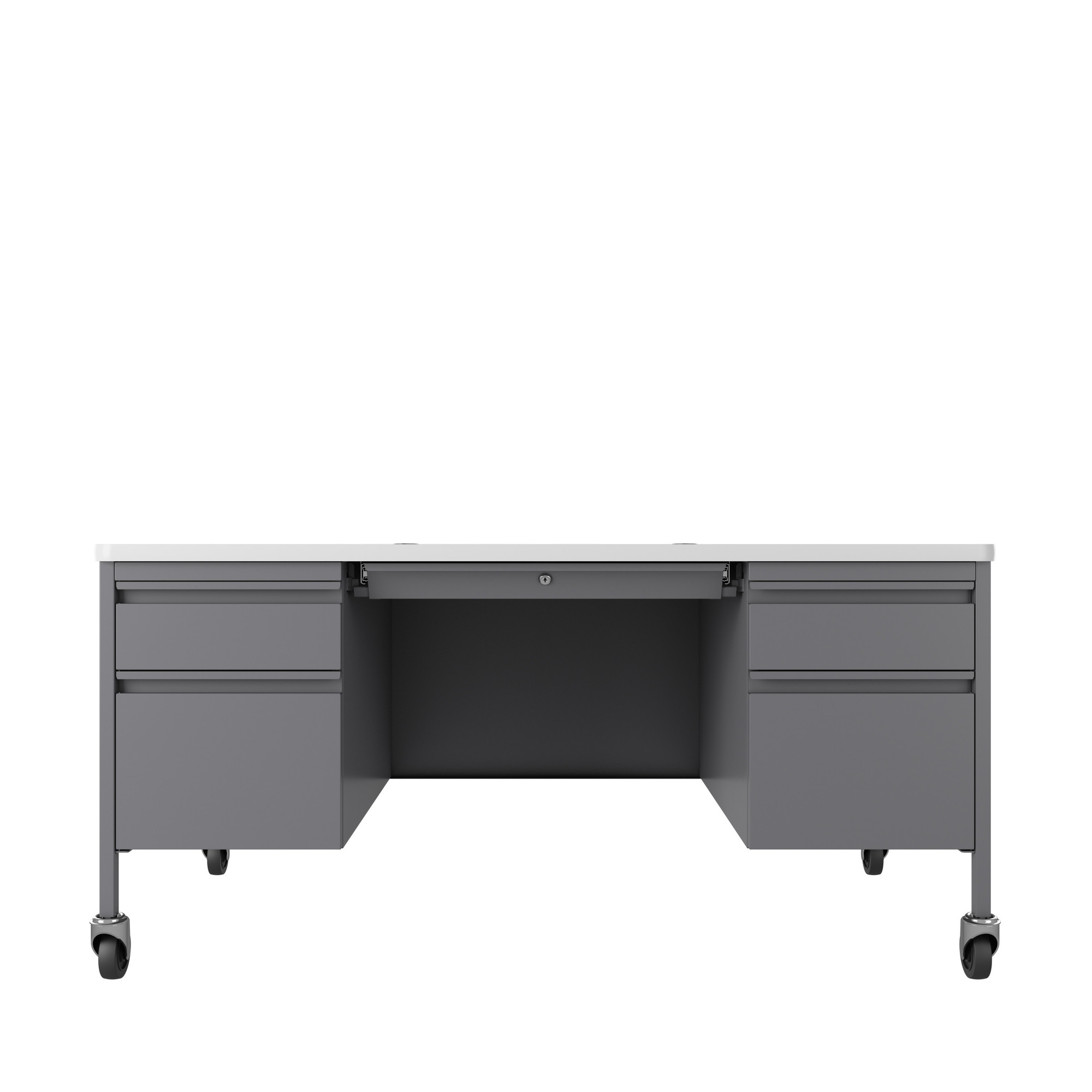Hirsh Industries, Double Ped File Desk w/ Rounded Corner T-Mold Top, Width 60 in, Height 29.5 in, Depth 30 in, Model# 22659