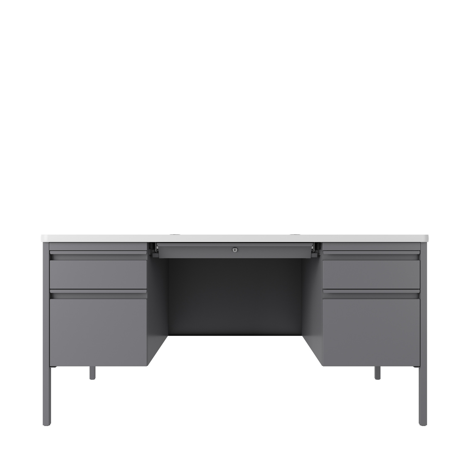 Hirsh Industries, Double Ped File Desk w/ Rounded Corner T-Mold Top, Width 60 in, Height 29.5 in, Depth 30 in, Model# 22655