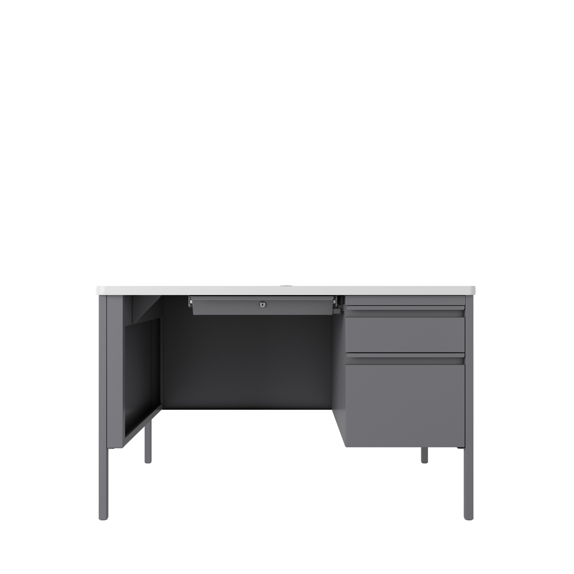 Hirsh Industries, Right Hand File Office Desk w/ Rounded T-Mold Top, Width 48 in, Height 29.5 in, Depth 30 in, Model# 22653