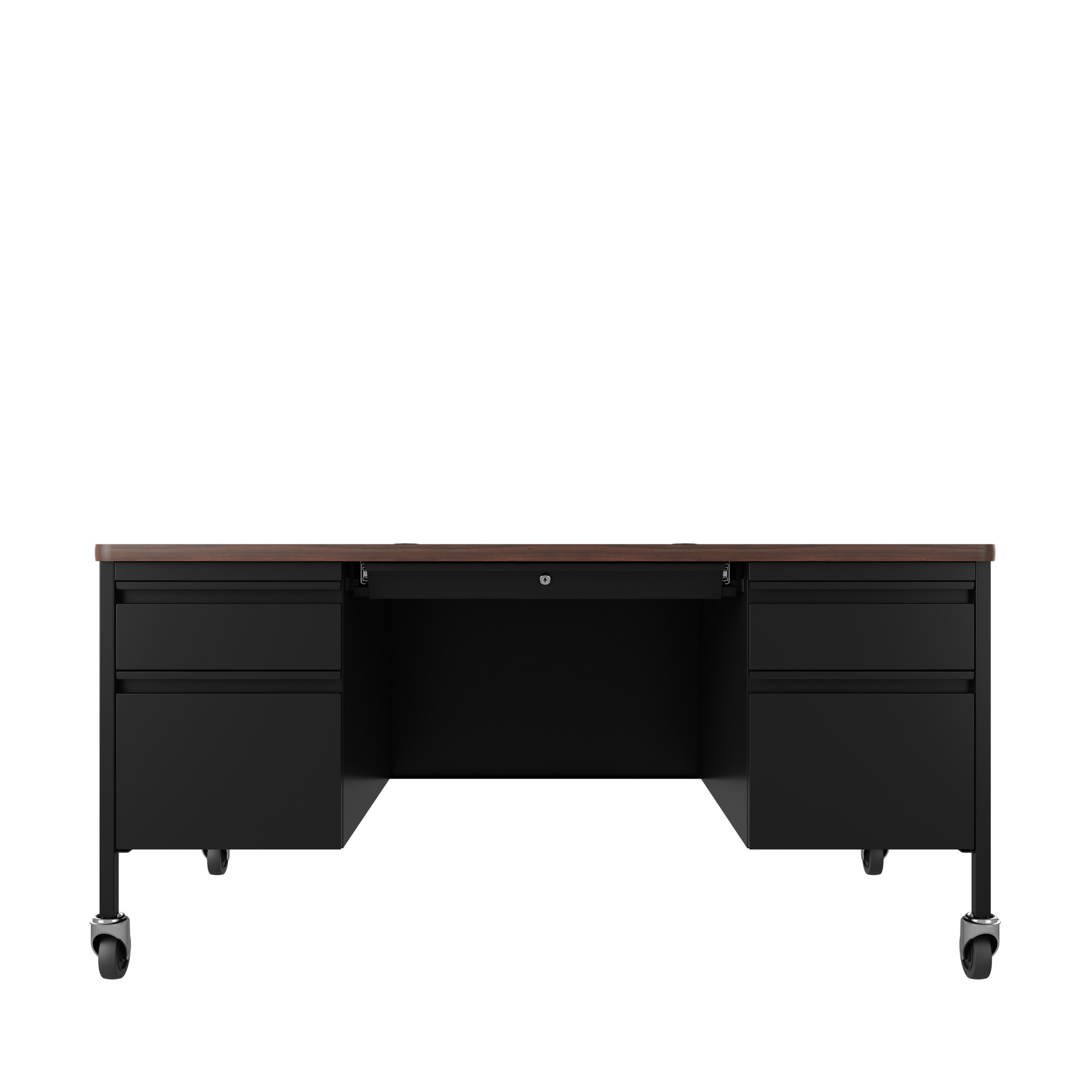Hirsh Industries, Double Ped File Desk w/ Rounded Corner T-Mold Top, Width 60 in, Height 29.5 in, Depth 30 in, Model# 22658