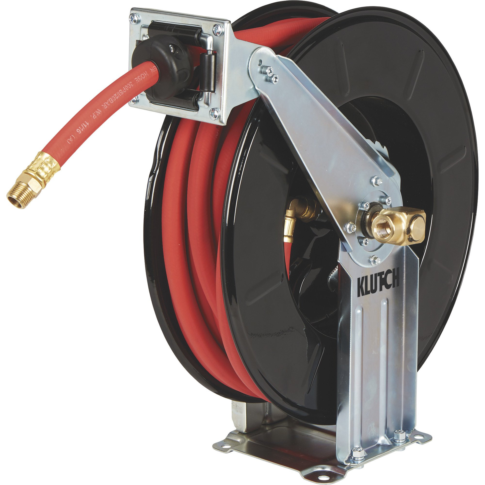 Klutch Heavy-Duty Air Hose Reel — With 1/2in. x 50ft. SRB Rubber
