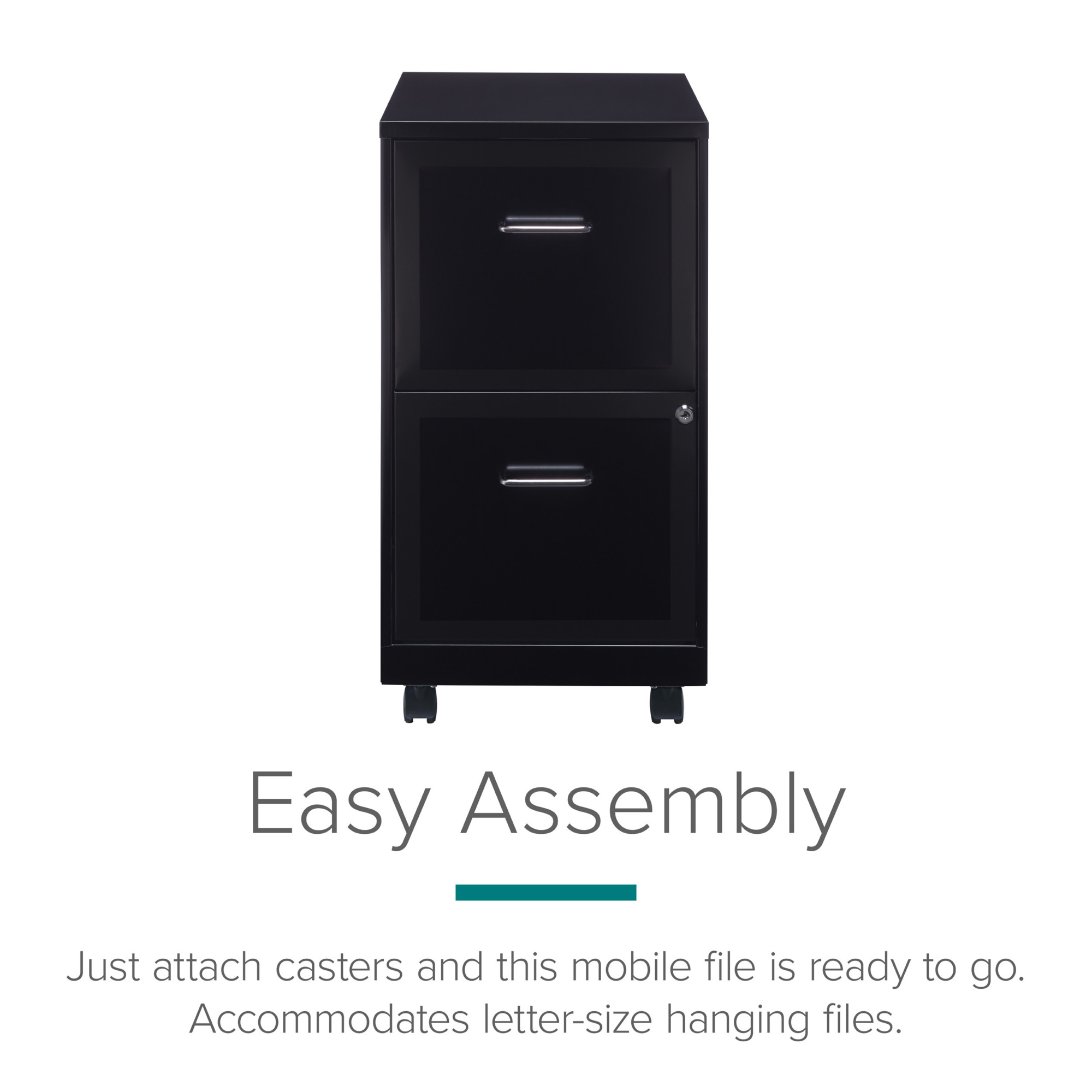 Hirsh Industries, 2 Drawer Mobile Letter Width File Cabinet, Width 14.25 in, Depth 18 in, Height 26.7 in, Model# 16872