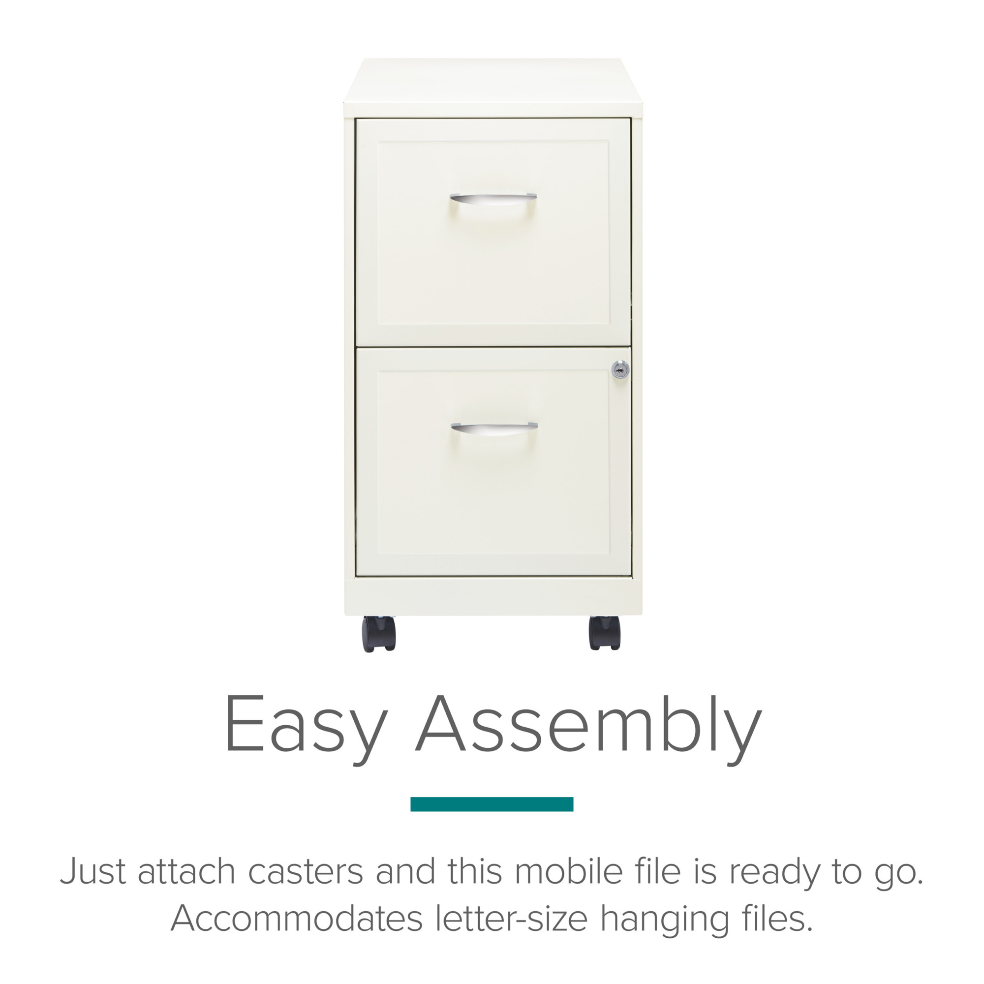 Hirsh Industries, 2 Drawer Mobile Letter Width File Cabinet, Width 14.25 in, Depth 18 in, Height 26.7 in, Model# 19156