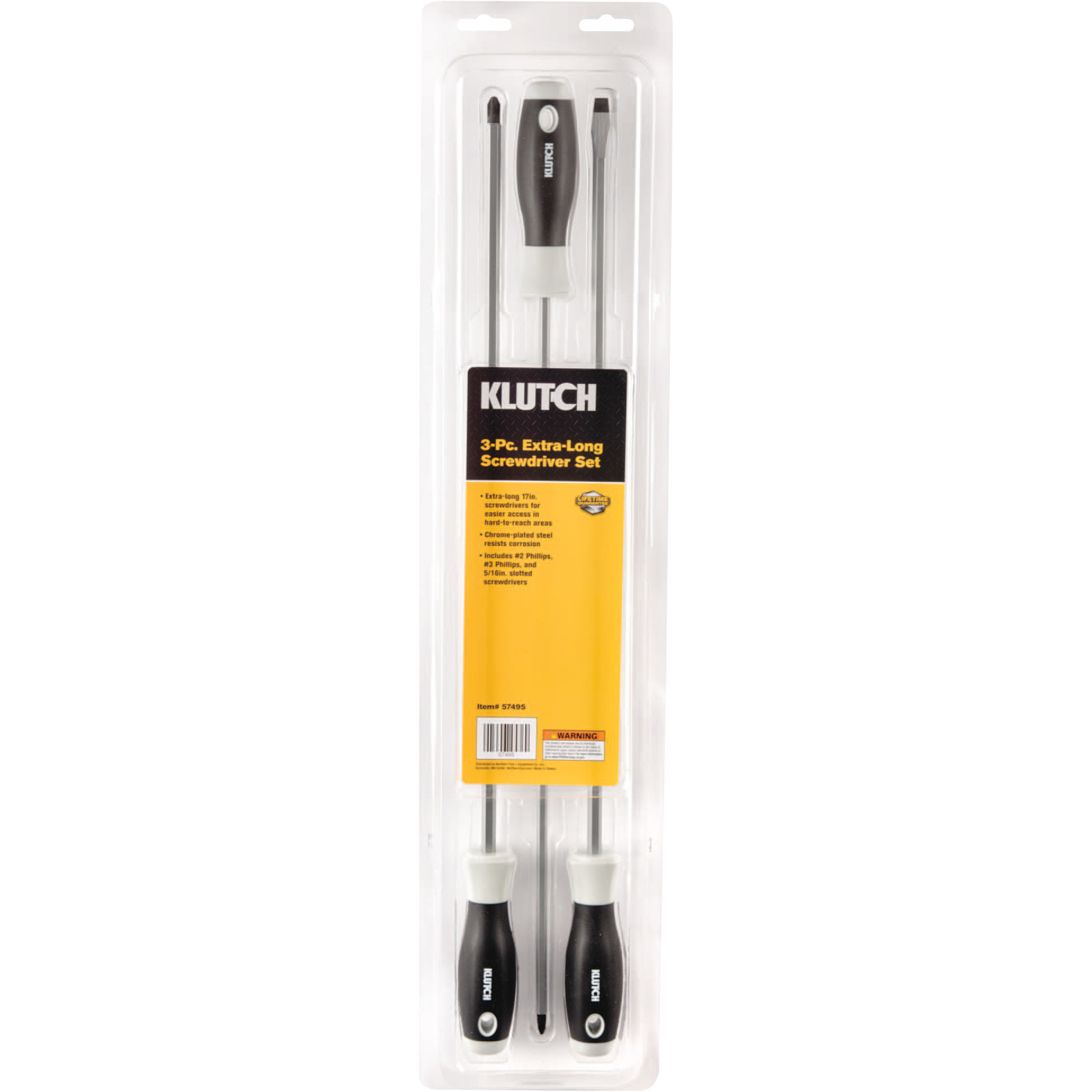 Klutch ExtraLong Screwdriver Set — 3Pc. Northern Tool