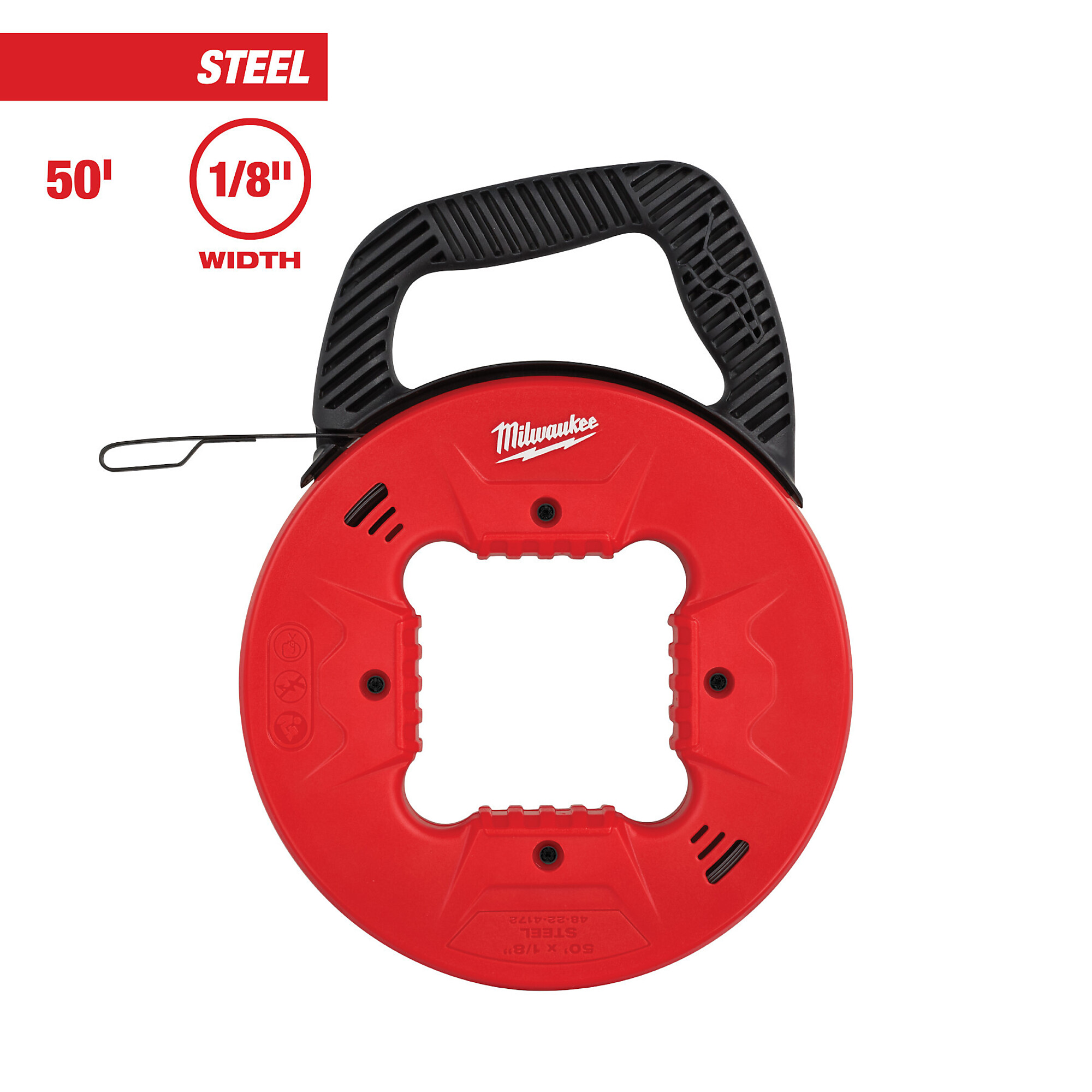 Milwaukee, 50ft. 1/8in. Steel Fish Tape, 600in., Model# 48-22-4172