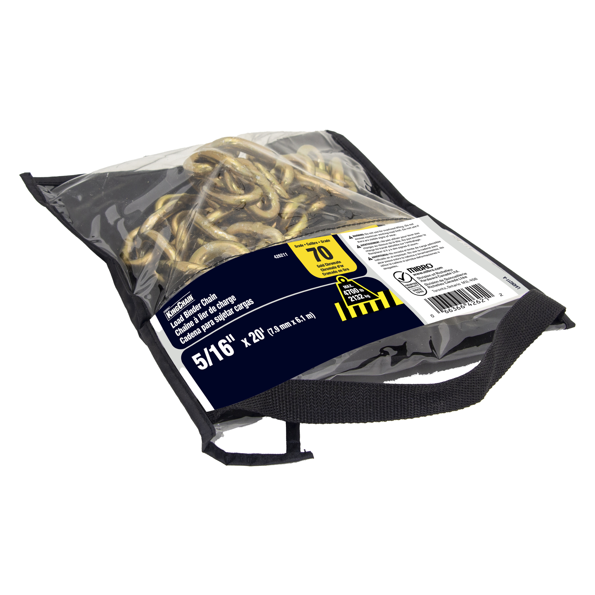 KingChain G70 Binder Chain, 5/16in. x 20ft., 4700-Lb. Working Load, Carbon Steel, Model# 426211