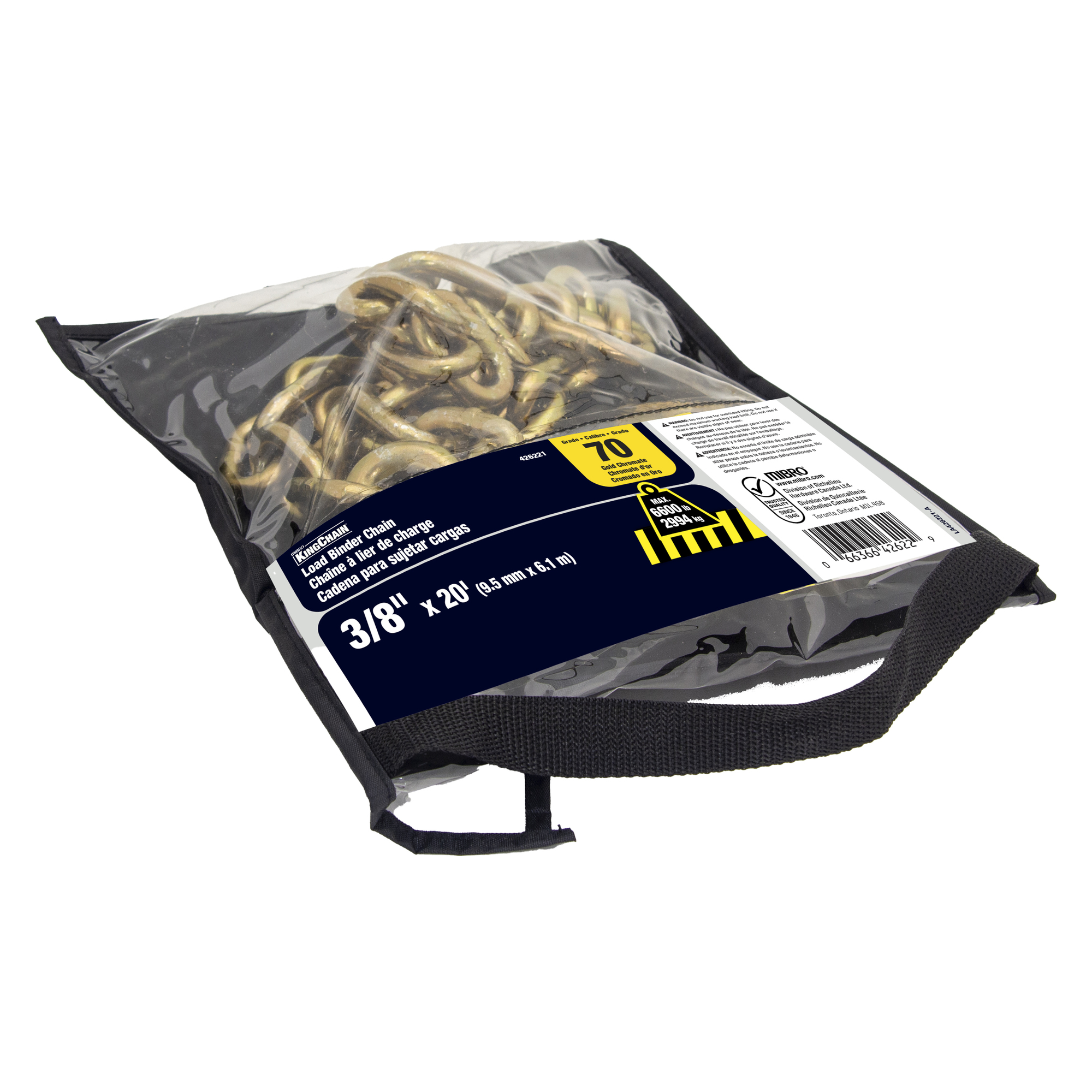 KingChain G70 Binder Chain, 3/8in. x 20ft., 6600-Lb. Working Load, Carbon Steel, Model# 426221