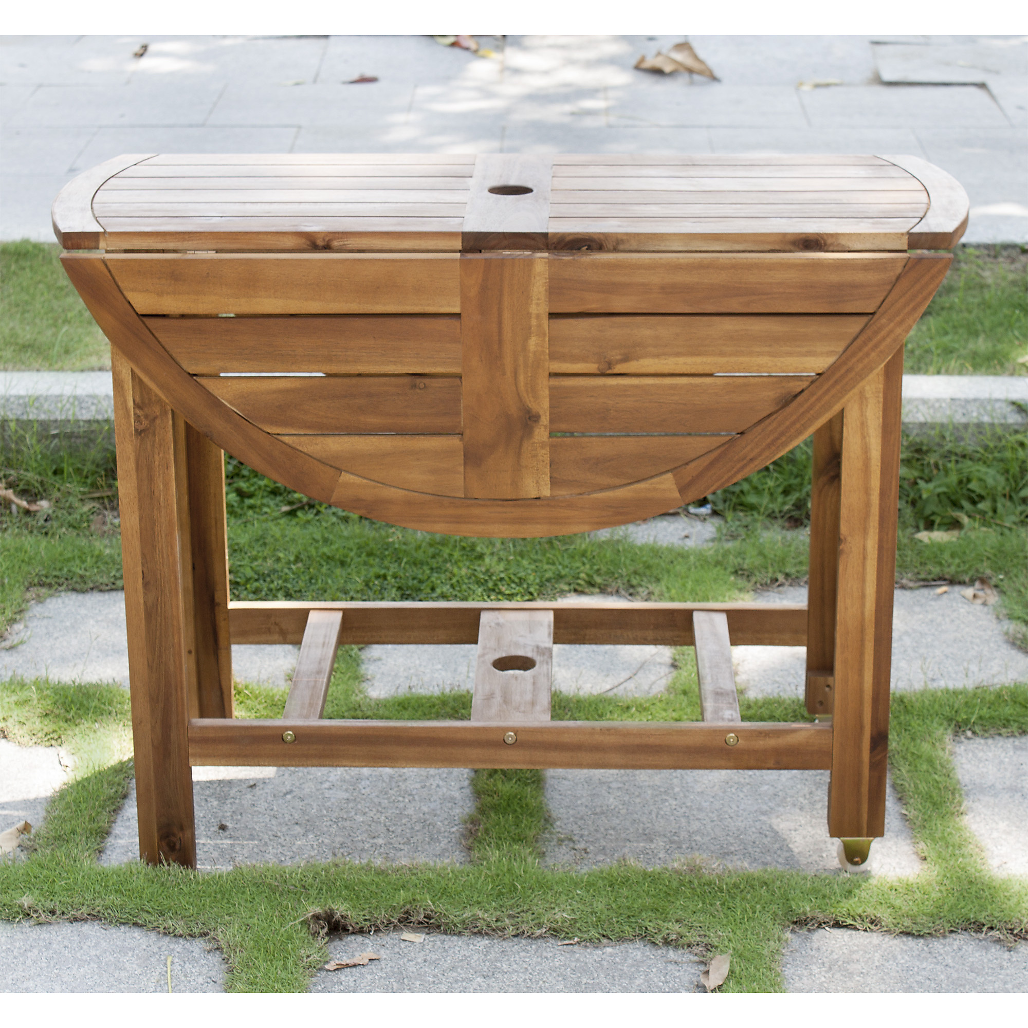 Merry Products, Acacia Folding Dining Table, Primary Color Natural