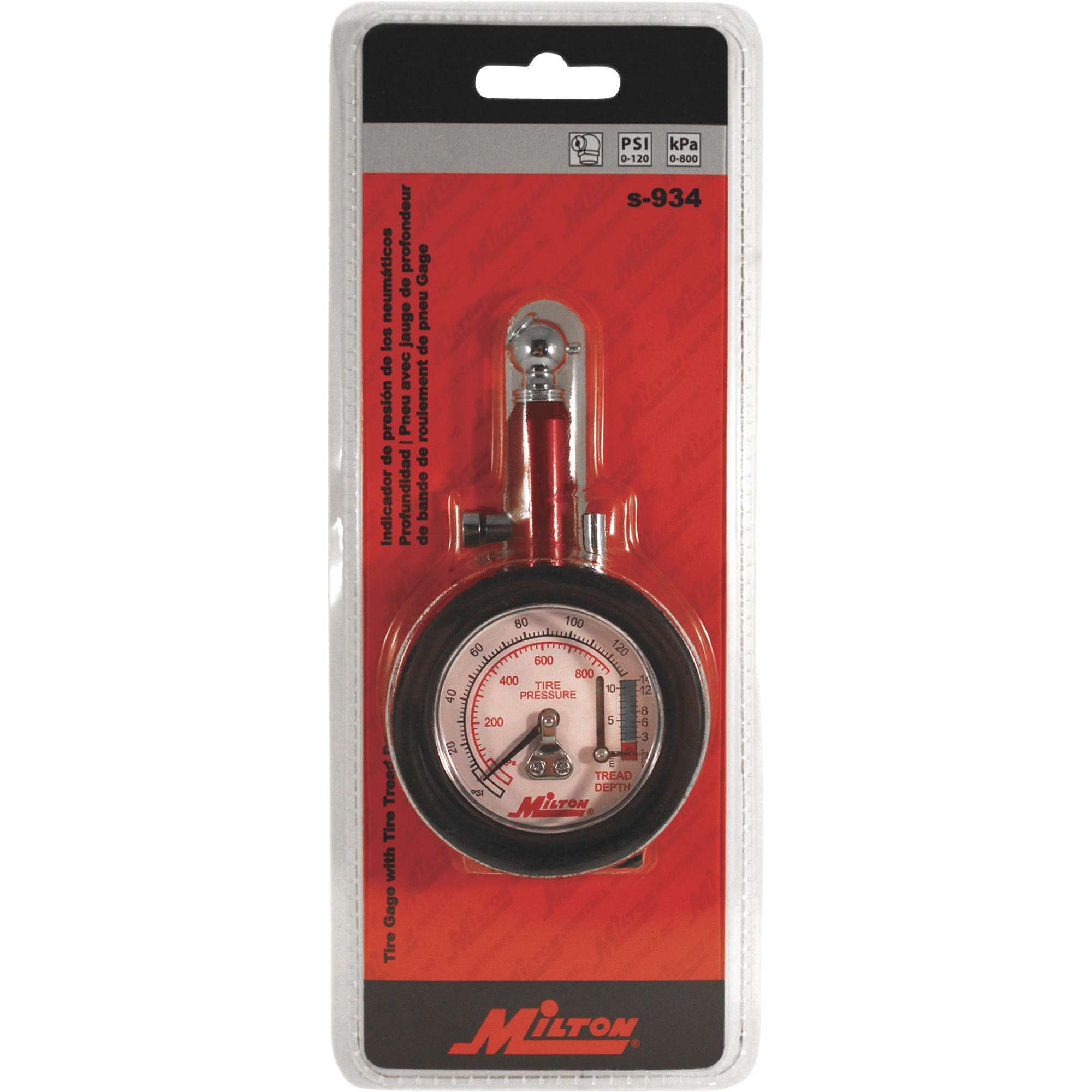 Milton Tire Pressure Gauge with Tread Depth Gauge 0120 PSI, Model S934 Northern Tool