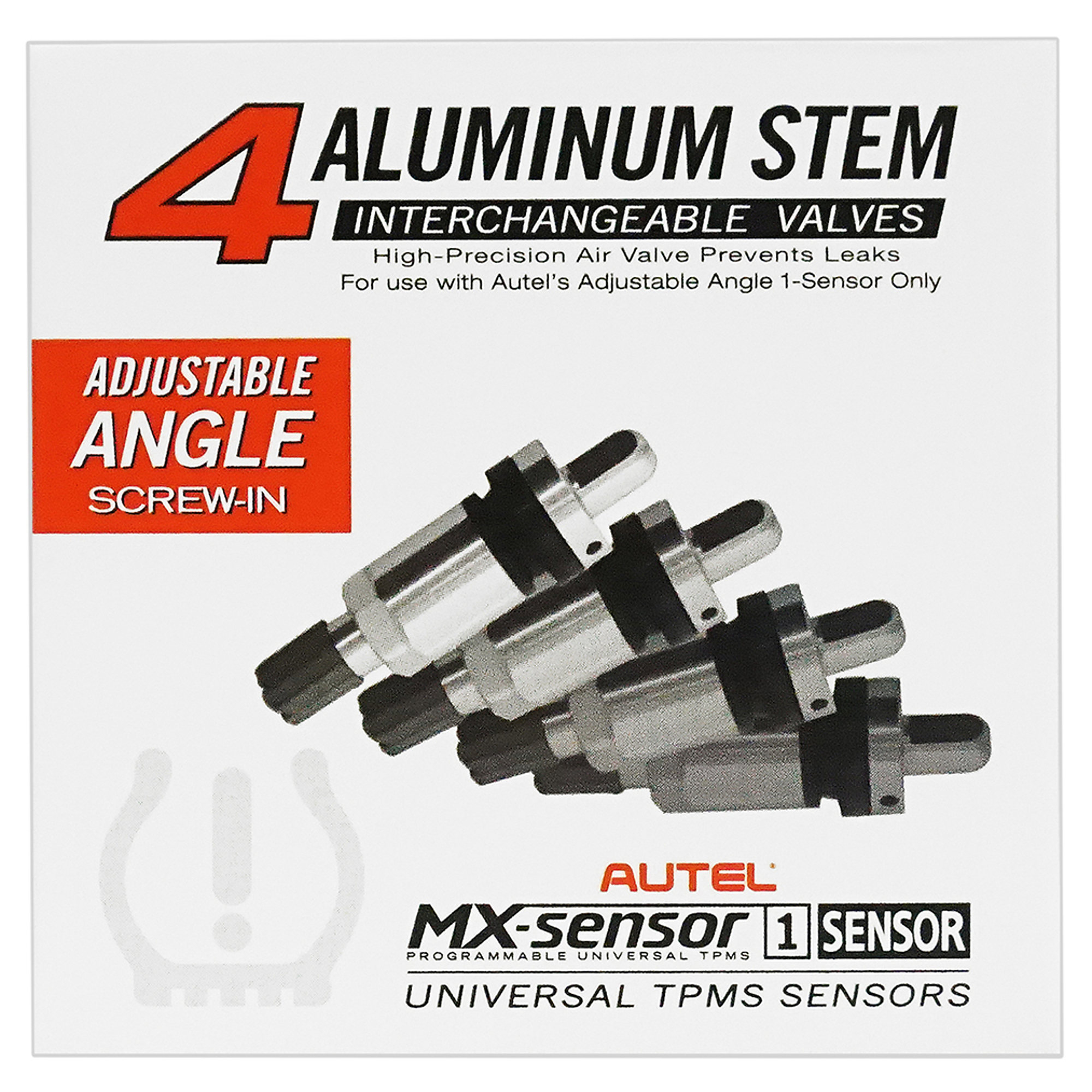 Autel Aluminum Screw Valves — 4-Pack, Adjustable Angle, Compatible with 1-Sensors, Model# 500020