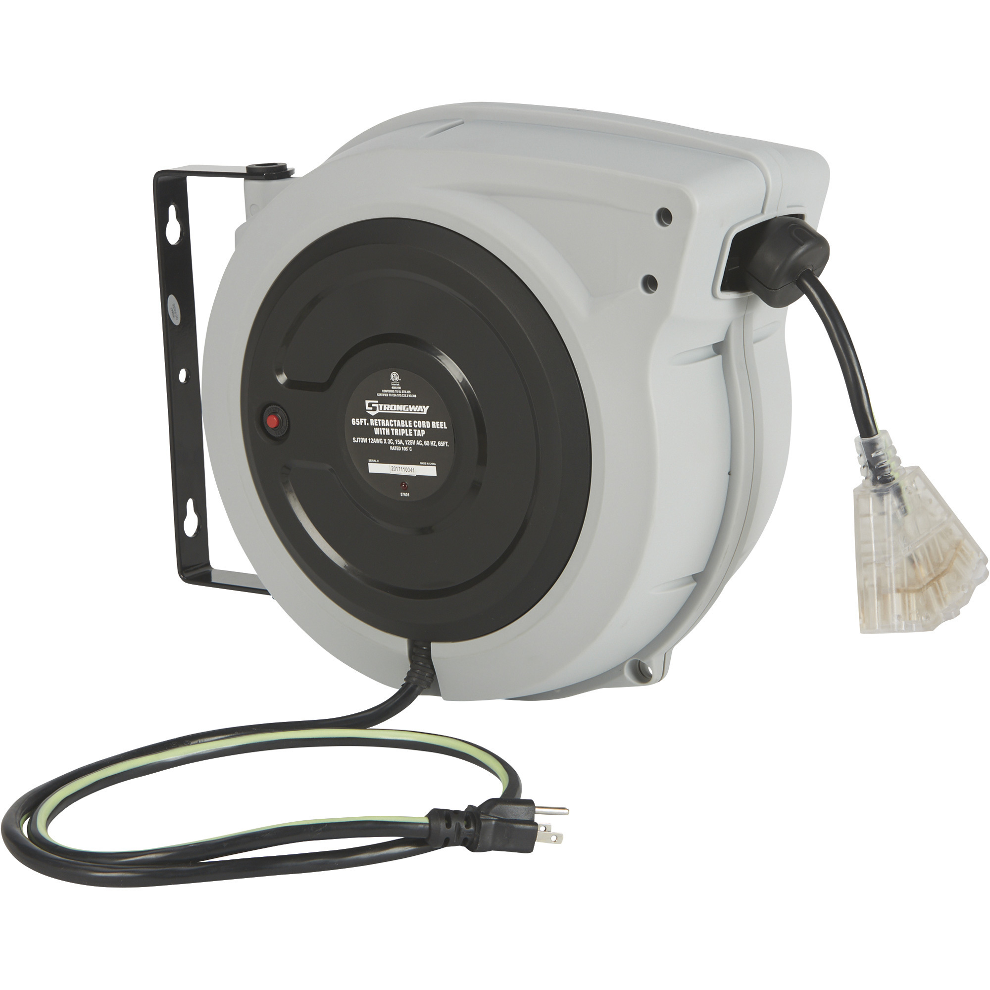 1690 Husky 50 ft. Retractable Cord Reel with Triple Tap. 291-322