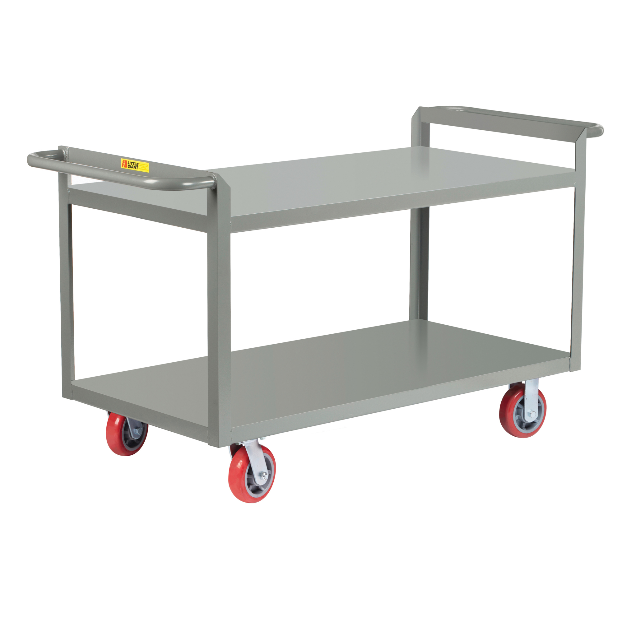 Little Giant Double Handled Heavy-Duty Shelf Truck - 24in. x 48in., 3600-Lb. Capacity, 2 Shelves, Carbon Steel, Model# G-2448-6PY-2H