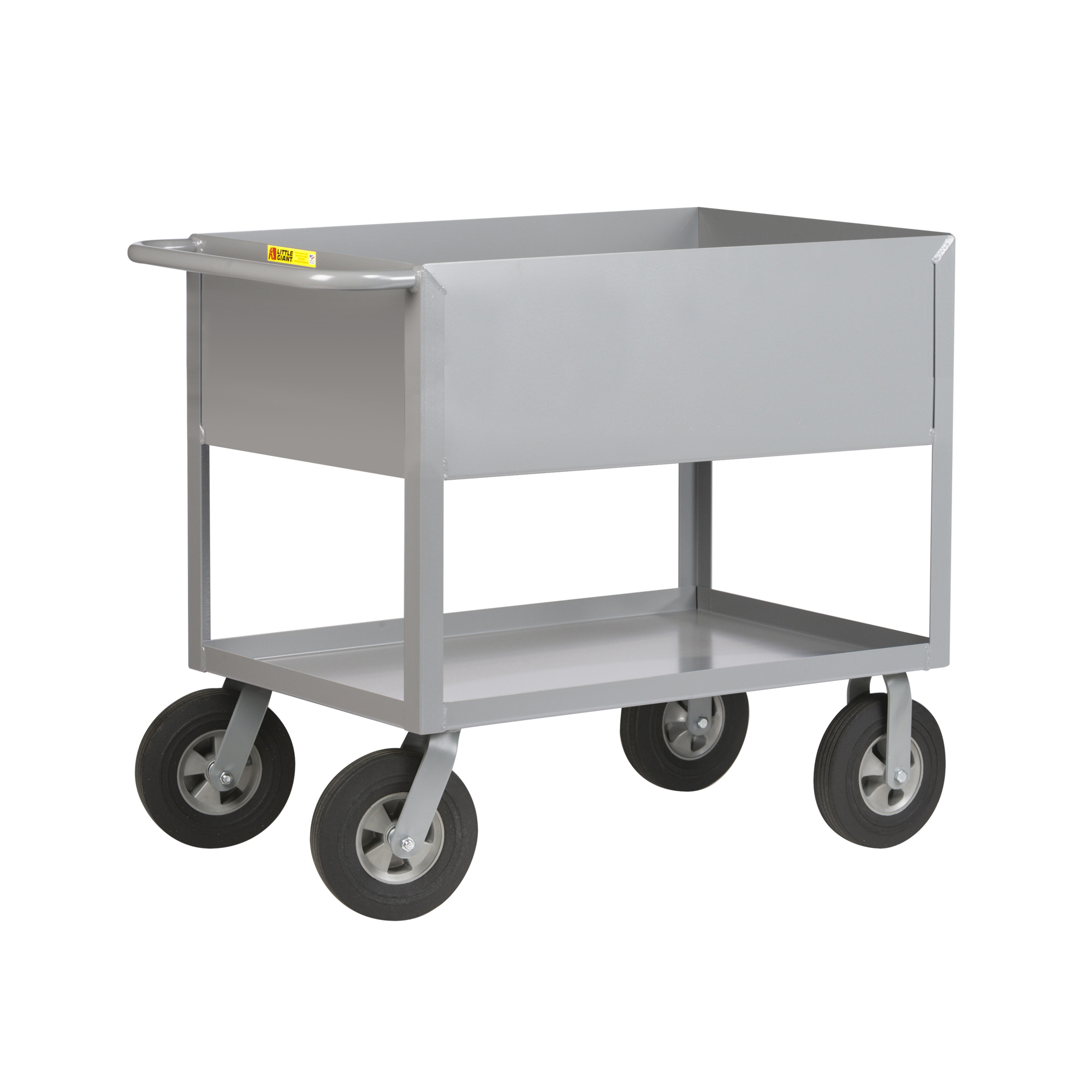 Little Giant Cushion Load Deep Shelf Truck - 24in. x 48in., 1200-Lb. Capacity, 2 Shelves, Carbon Steel, Model# DS2448-X12-10SR