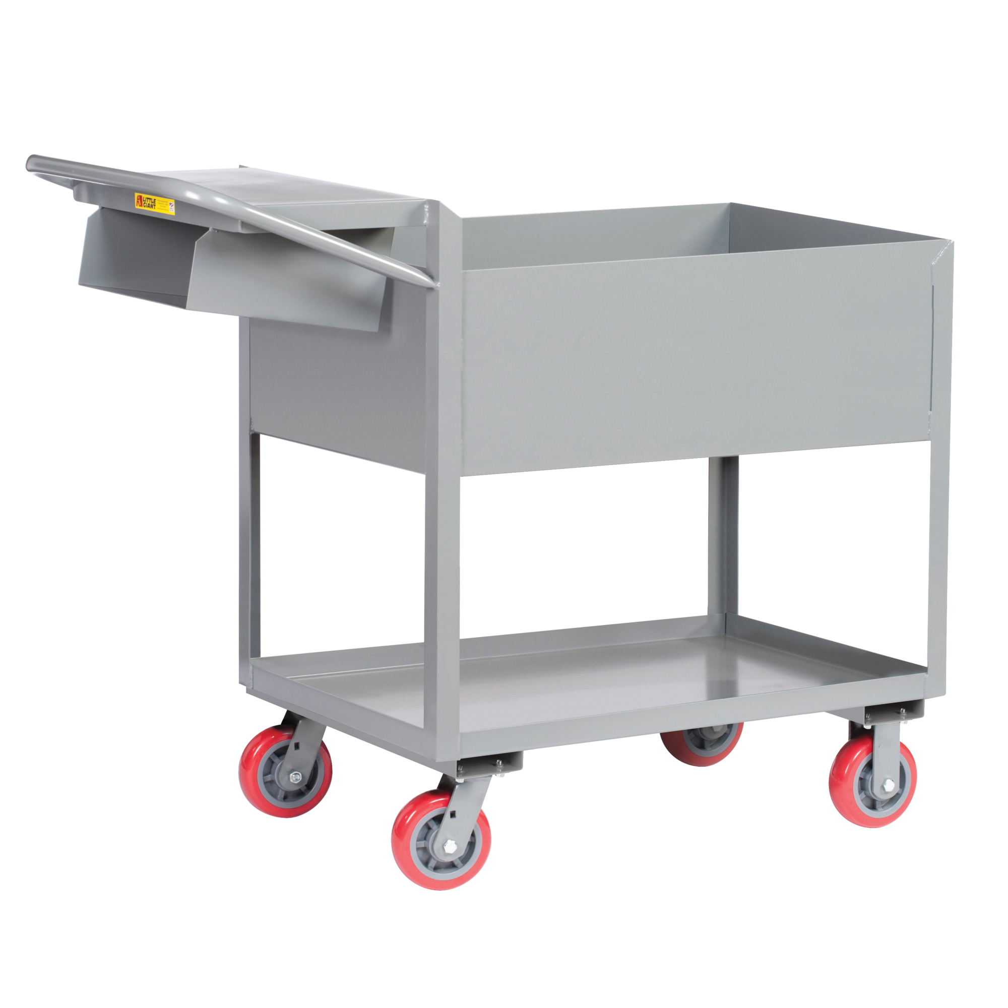 Little Giant Deep Shelf Order Picking Truck - 24in. x 48in., 3600-Lb. Total Capacity, 2 Shelves, Carbon Steel, Model# DS2448X126PYWSP