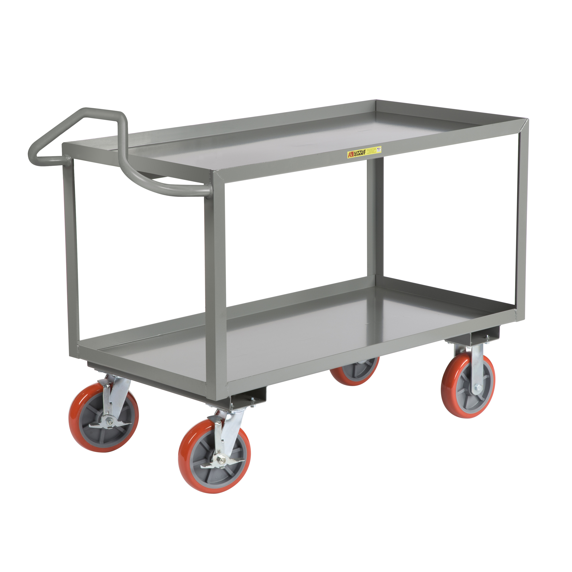 Little Giant Heavy-Duty Ergonomic Shelf Truck - 30in. x 60in., 3600-Lb. Capacity, 2 Shelves, Carbon Steel, Model# ERGL-3060-8PYBK