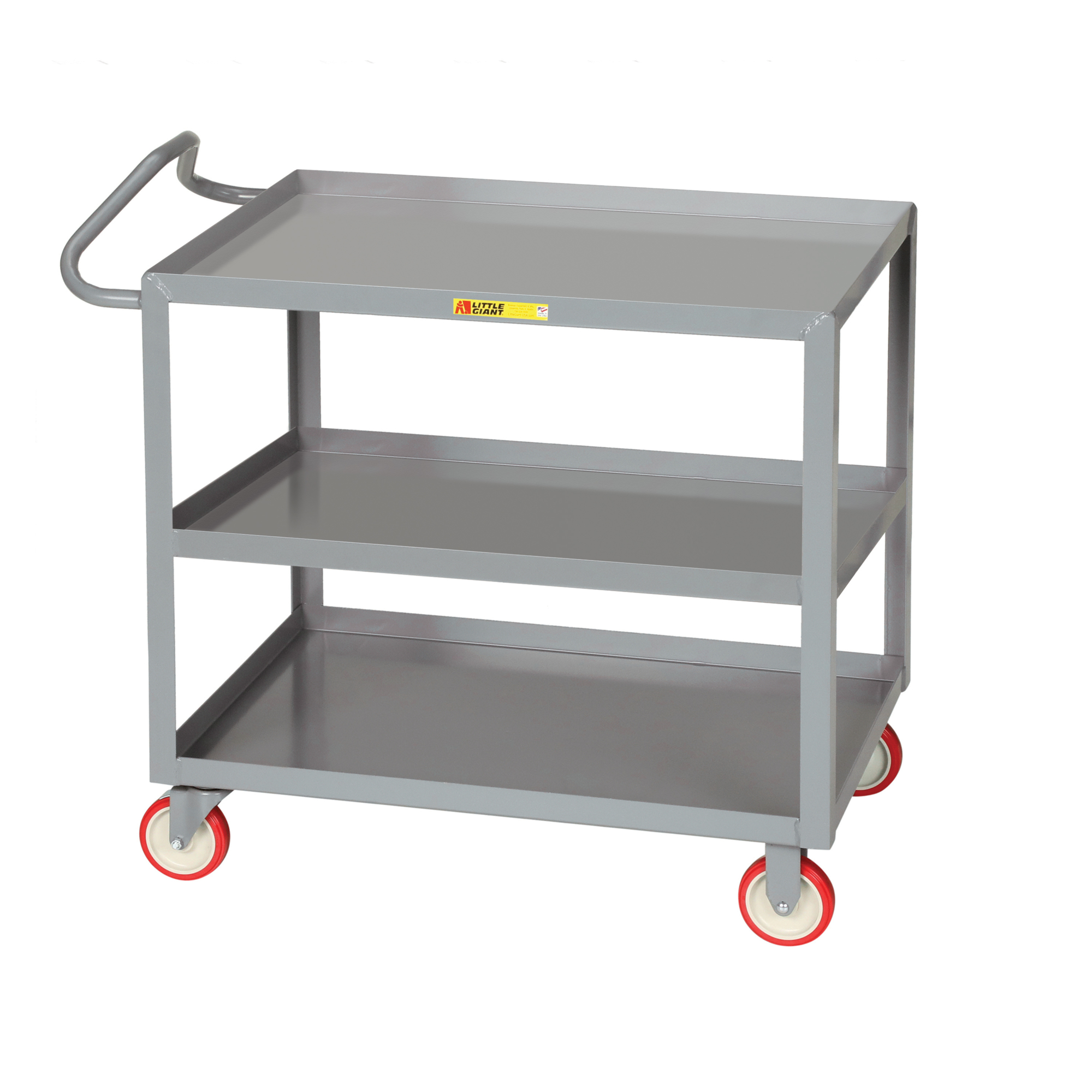 Little Giant Ergonomic Shelf Truck - 24in. x 48in., 1200-Lb. Total Capacity, 3 Shelves, Carbon Steel, Model# 3ENLGL-2448-BRK