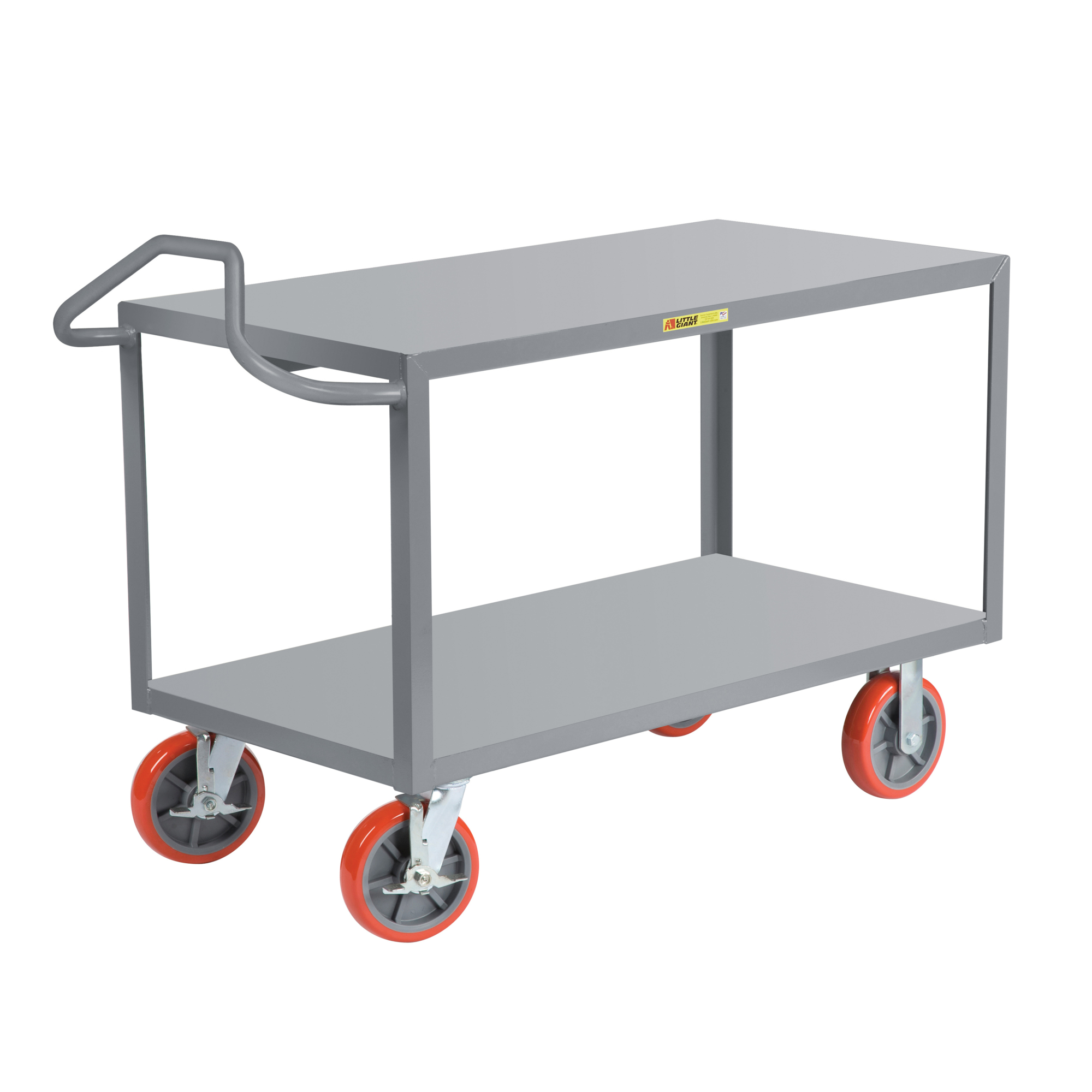 Little Giant Heavy-Duty Ergonomic Shelf Truck - 30in. x 48in., 3600-Lb. Capacity, 2 Shelves, Carbon Steel, Model# ERG-3048-8PYBK