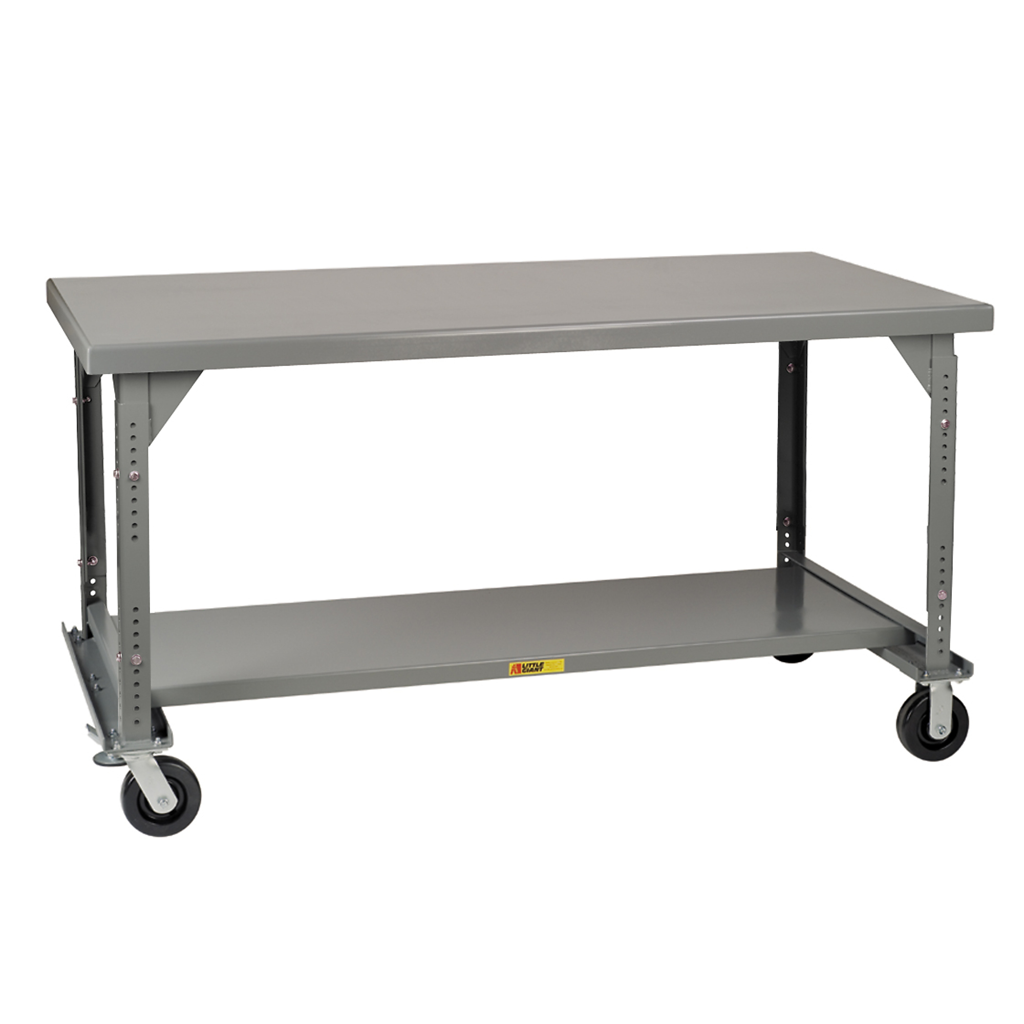 Little Giant Mobile Heavy-Duty Welded Workbench - 36in. x 60in., 5000-Lb. Capacity, Adjustable Height, 8in. Polyurethane Wheels, Model# WW3660-8PHFL-AH