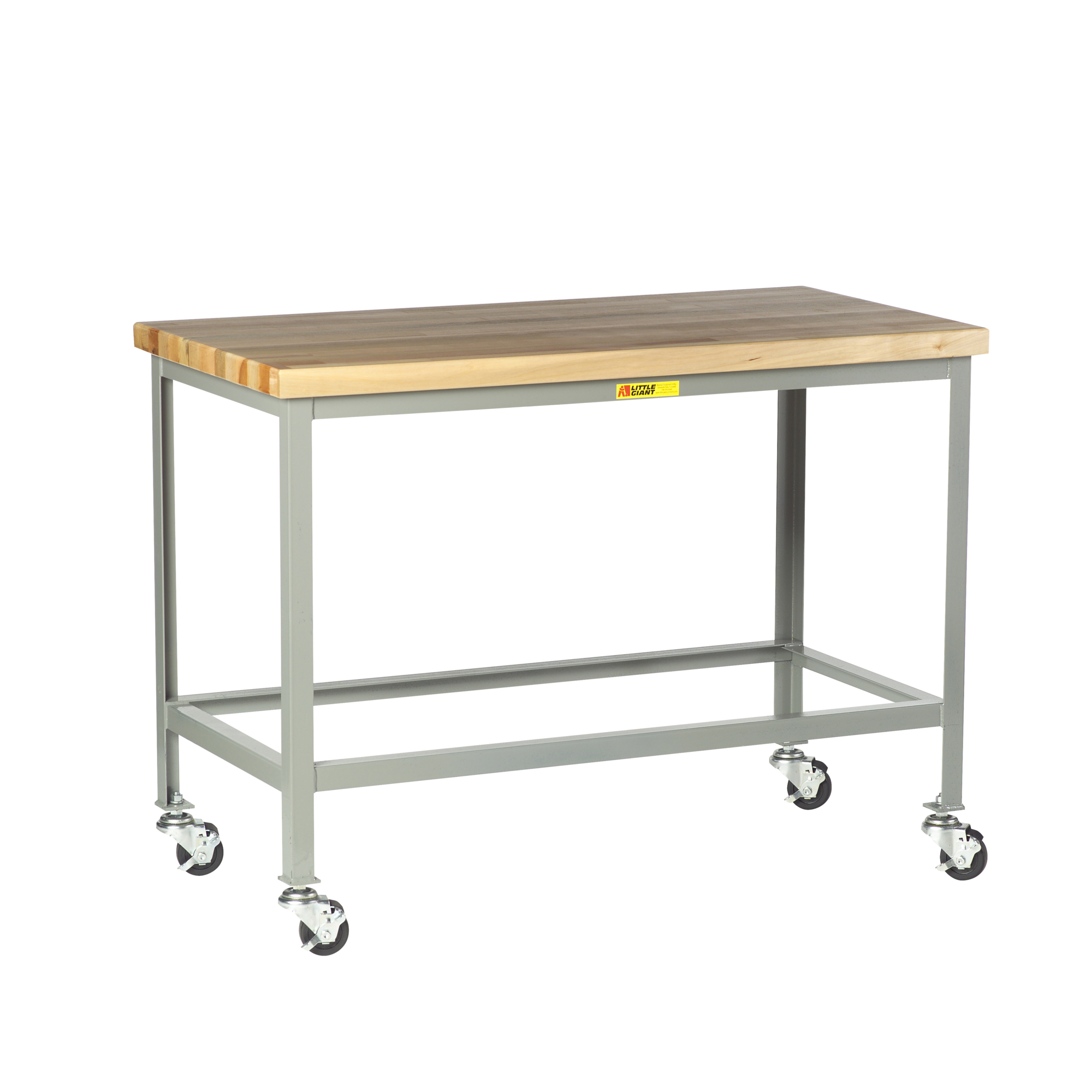 Little Giant Mobile Butcher Block Top Table - 48in. x 30in., 1000-Lb. Capacity, 35in. Height, 3in. Rubber Wheels, Model# WT-3048-3R