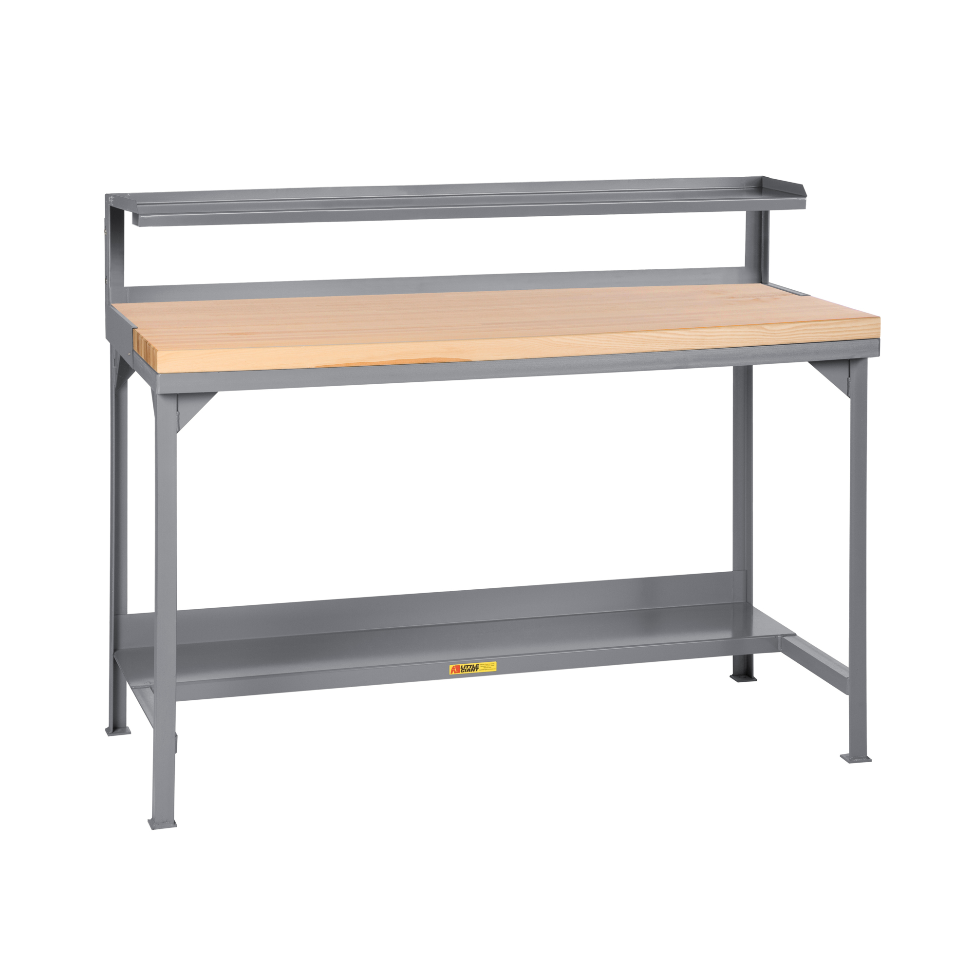 Little Giant Steel Workbench - 60in. x 30in., Butcher Block Top, 3000-Lb. Capacity, Riser Shelf, Model# WSJ2-3060-36-RS