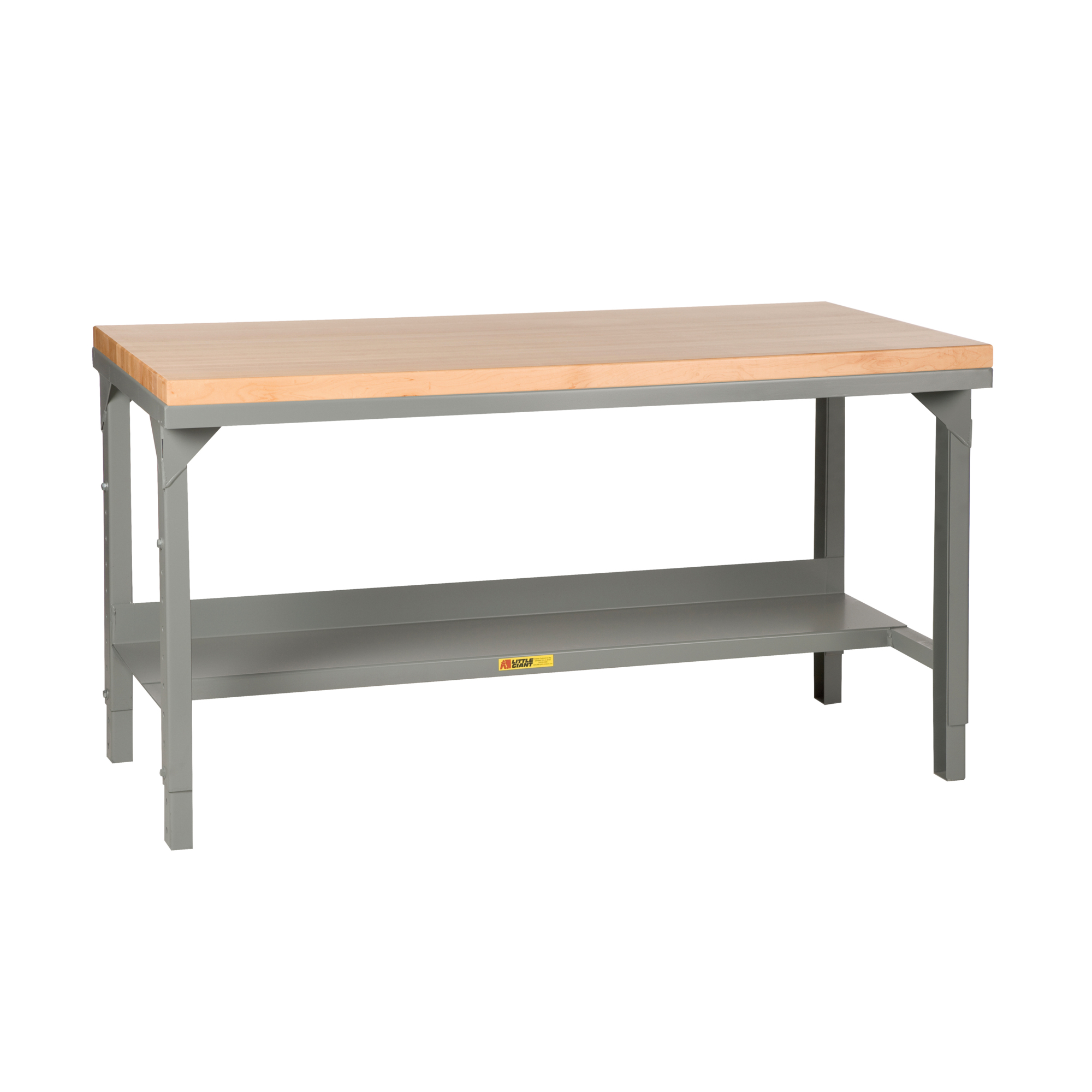 Little Giant Adjustable Steel Workbench - 30in. x 72in., 3000-Lb. Capacity, 1.75in. Butcher Block Top, Gray, Model# WSJ2-3072-AH