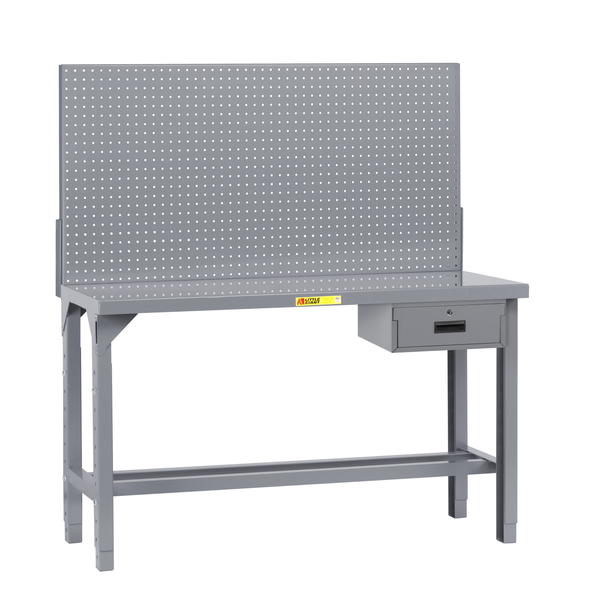 Little Giant Adjustable Height Welded Workbench - 60in. x 24in., 4500-Lb. Capacity, Pegboard Panel, Model# WST1-2460AHPBDR
