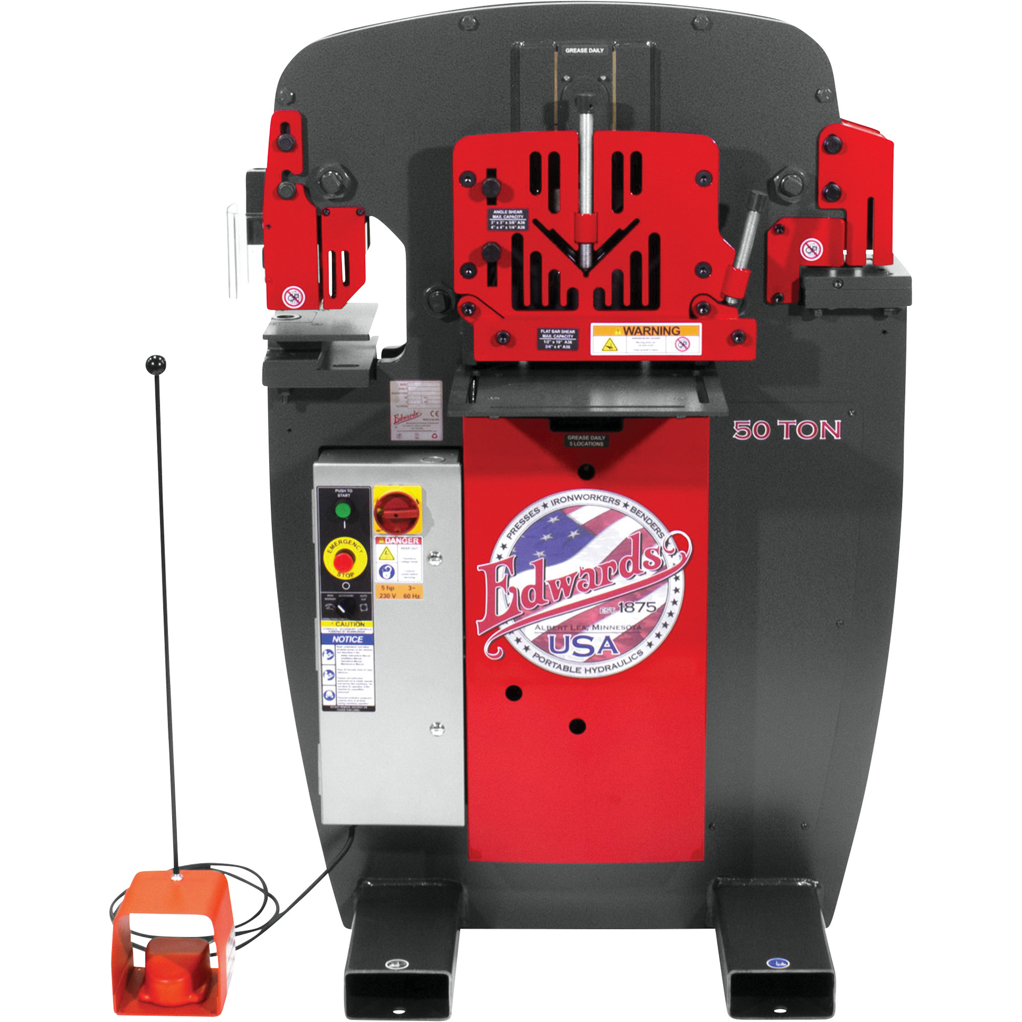 Edwards JAWS 50-Ton Ironworker with Accessory Pack, Single Phase, 230 Volt, Model# IW50-1P230-AC500