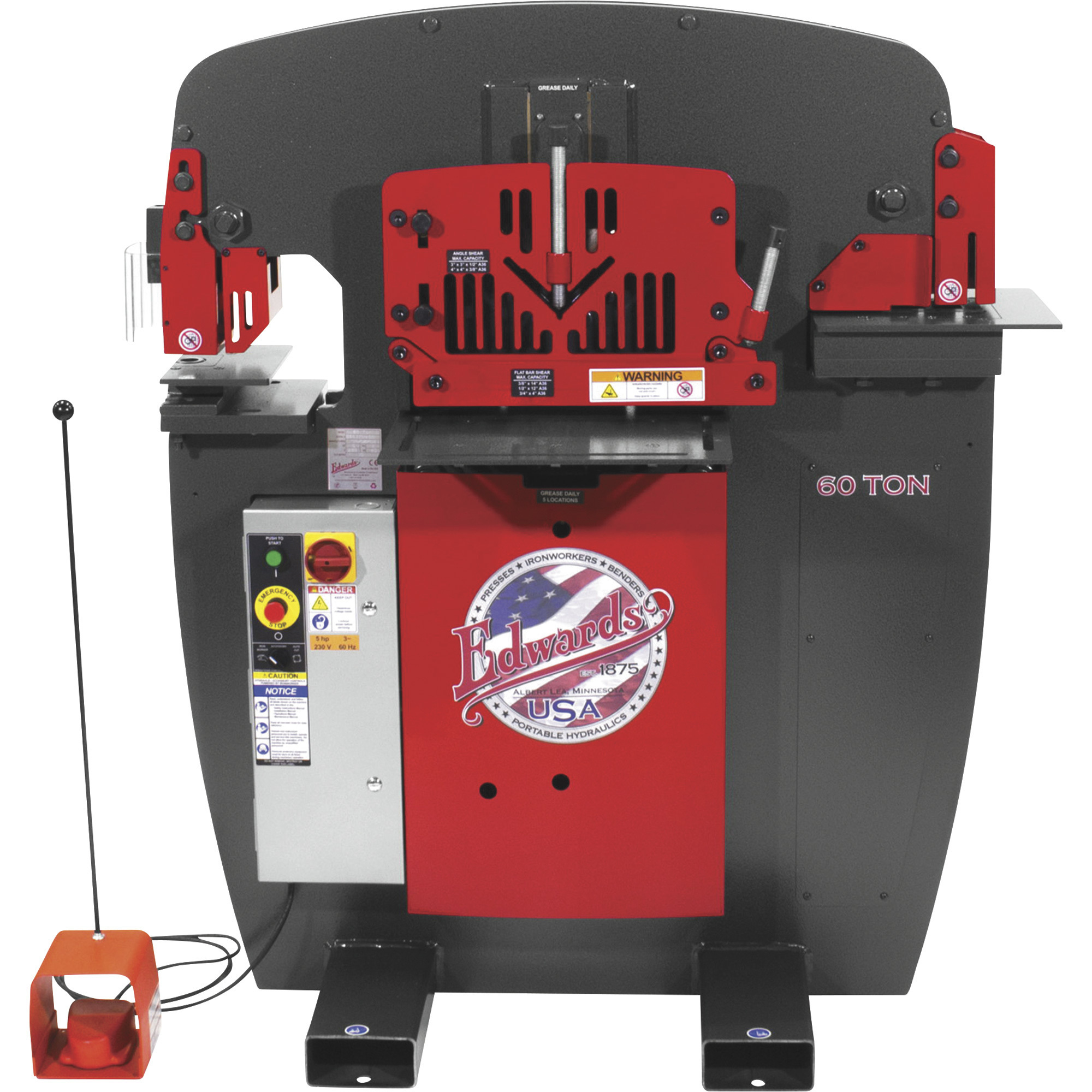 Edwards JAWS 60-Ton Ironworker with Accessory Pack, Single Phase, 230 Volt, Model# IW60-1P230-AC500