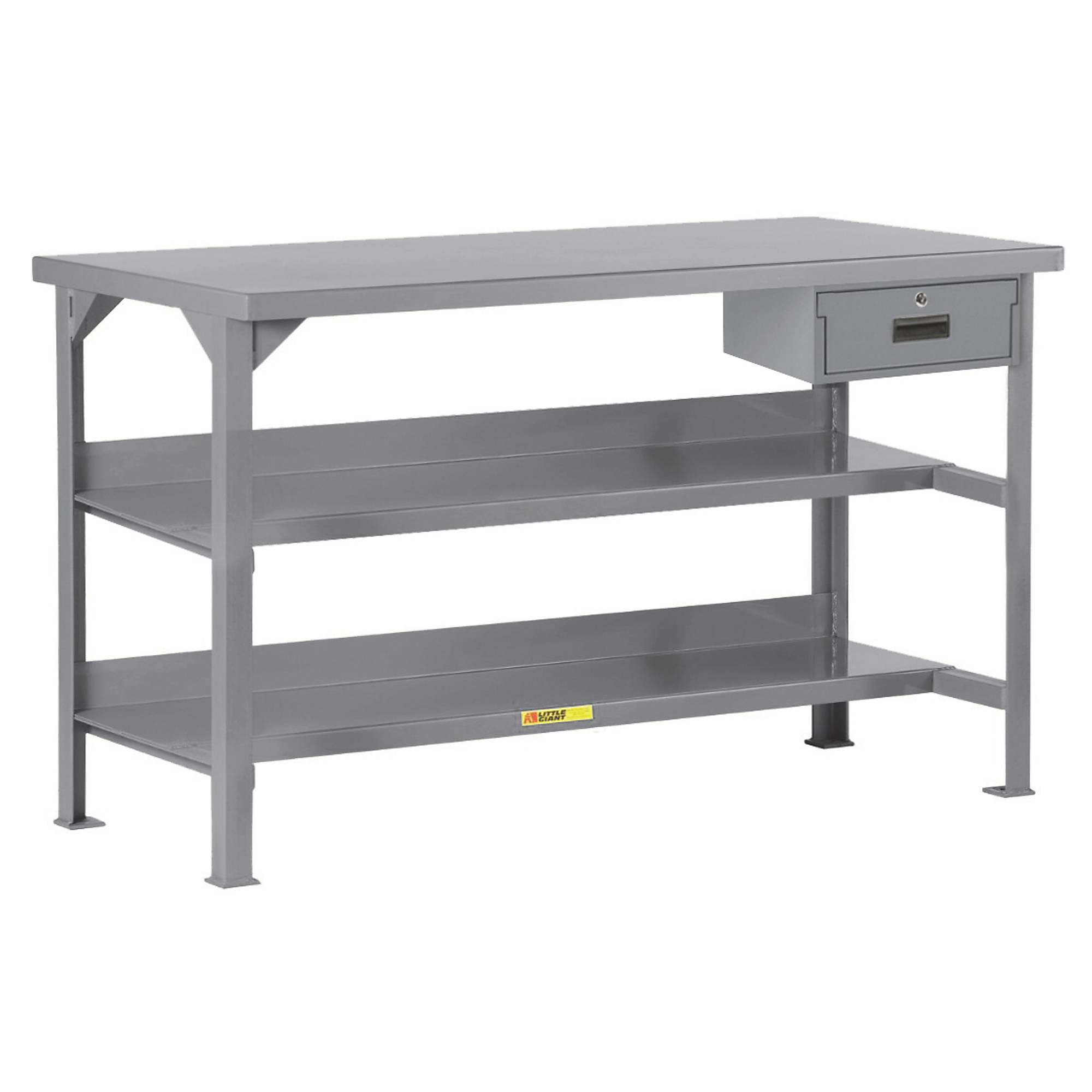 Little Giant, Welded Steel Workbenches, 3000 lb, Drawer, Width 84 in ...