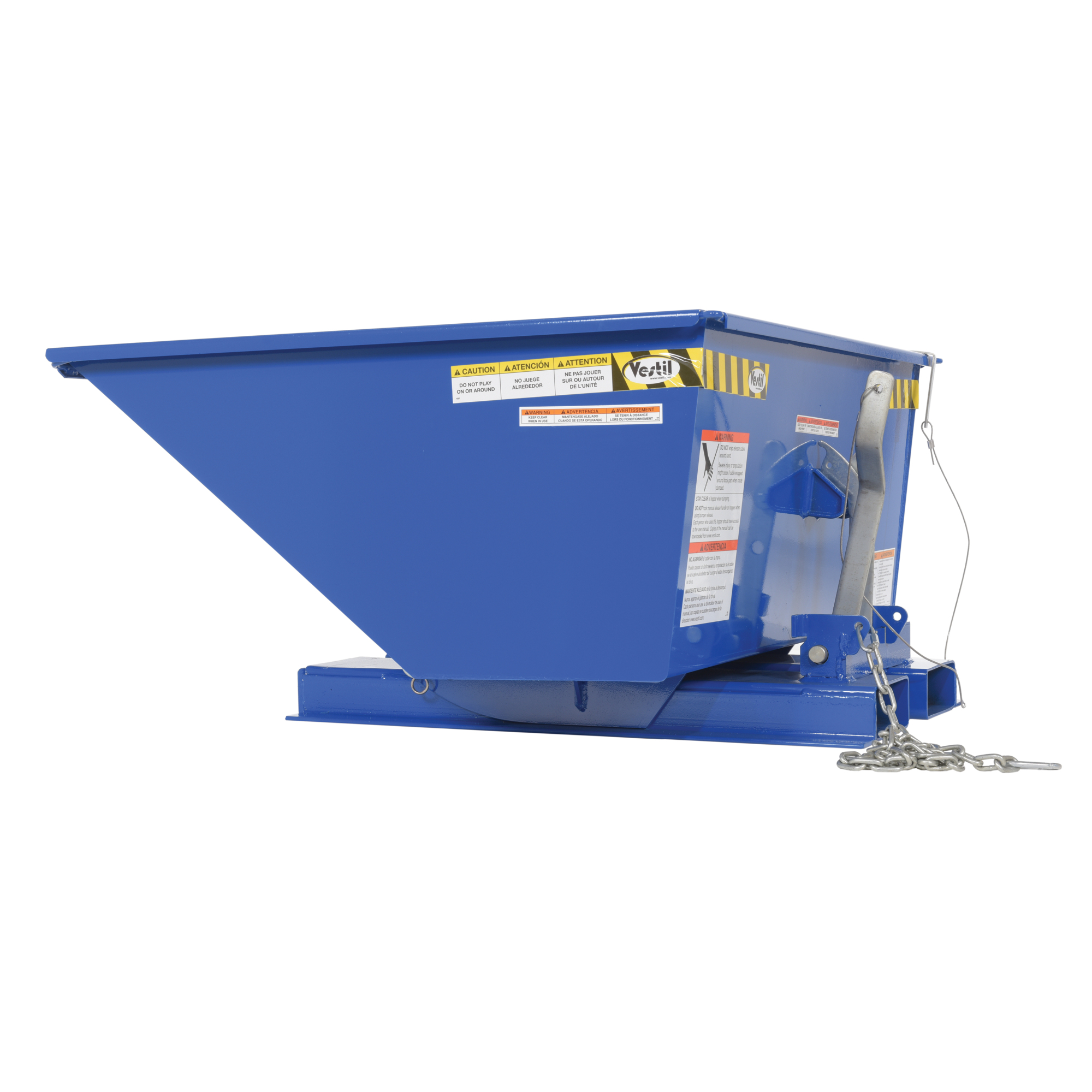 Vestil Self-Dumping Hopper - 0.25 Cubic Yard, 2000-Lb. Capacity, Low Profile, Blue, Model# D-25-LD-LP