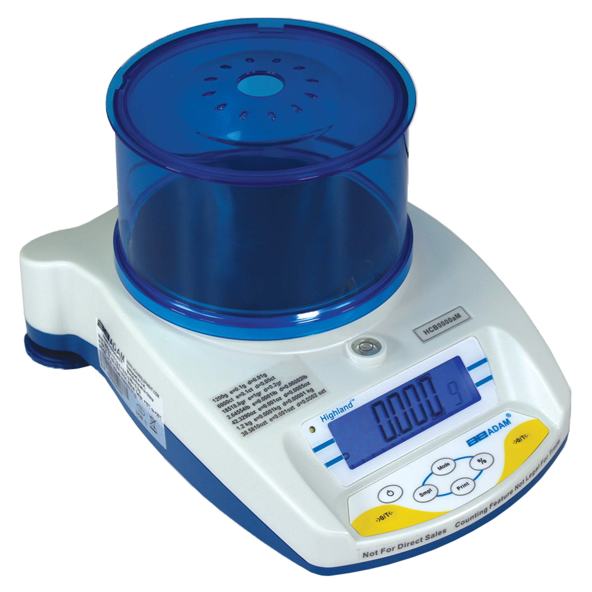 Adam Equipment, Highland Approved Portable Precision Balance 1200g x 0.1g, Platform Width 4.7 in, Model# HCB 1202AM
