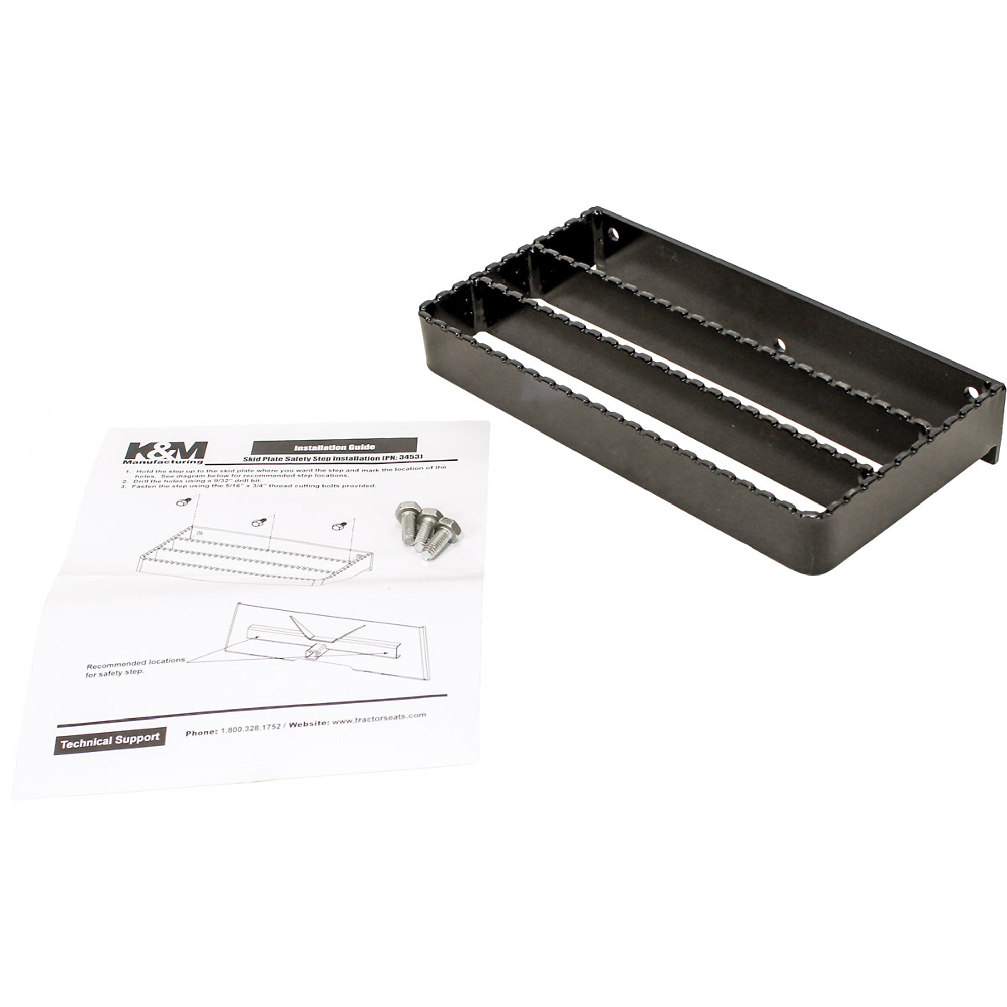 K & M, Safety Step for Skid Steer Hitch Plate, Bolt-On, Model# 3453