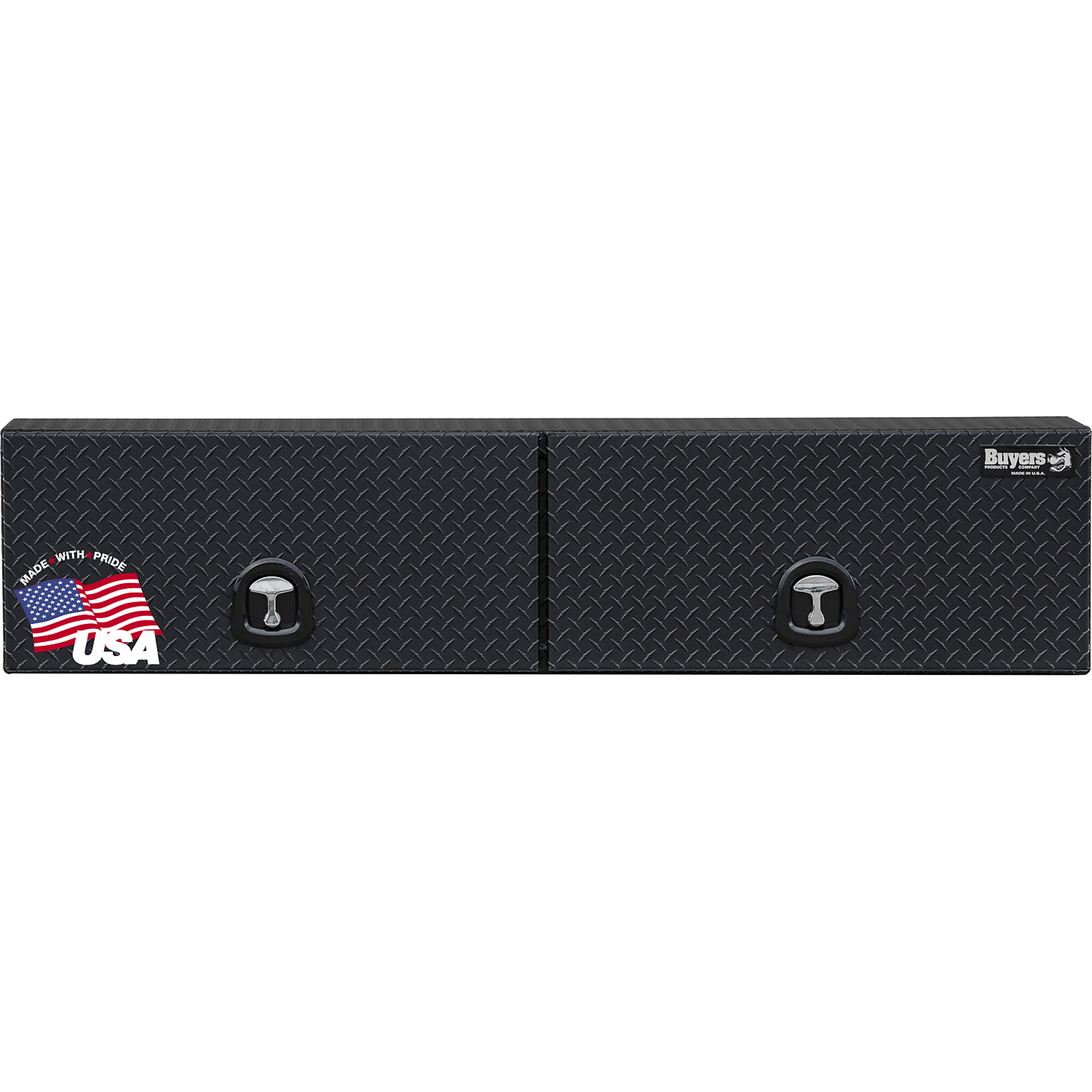 Buyers Products, 88x16x18 Contractor Topsider Truck Bed Tool Job Storage Box, Width 18 in, Material Aluminum, Color Finish Diamond Plate Matte Black, Model# 1722364