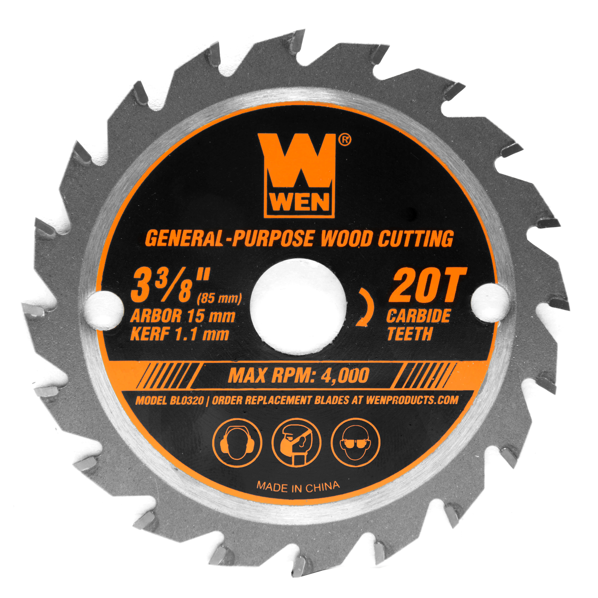 WEN Professional Woodworking Saw Blade - 3-3/8in. Dia., 20-Tooth, Carbide-Tipped, Model# BL0320